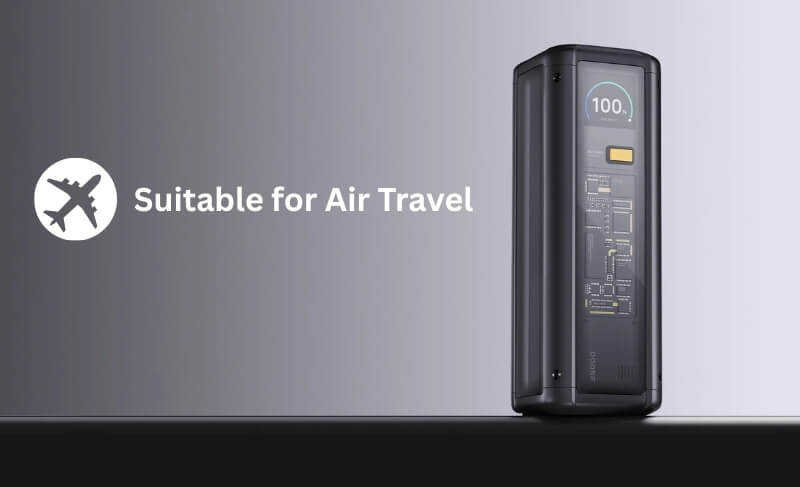 Xiaomi 212W HyperCharge Power Bank 25000 on airport seat – airline-safe under 100 Wh