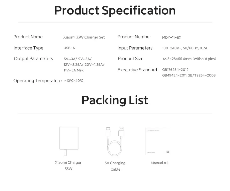 Xiaomi 33W Charging Combo (Type-A)