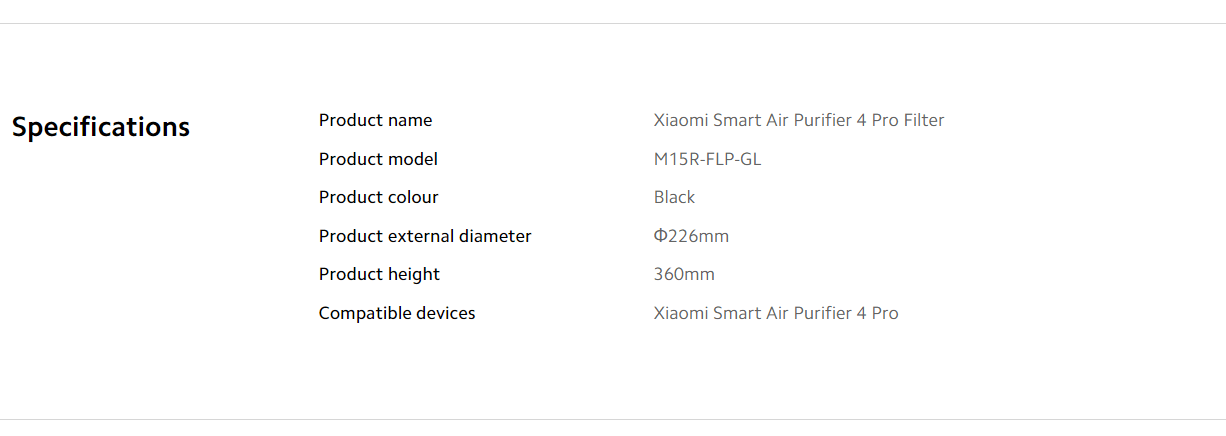 Xiaomi Smart Air Purifier 4 Pro Filter Xiaomi Smart Air Purifier 4 Pro Filter