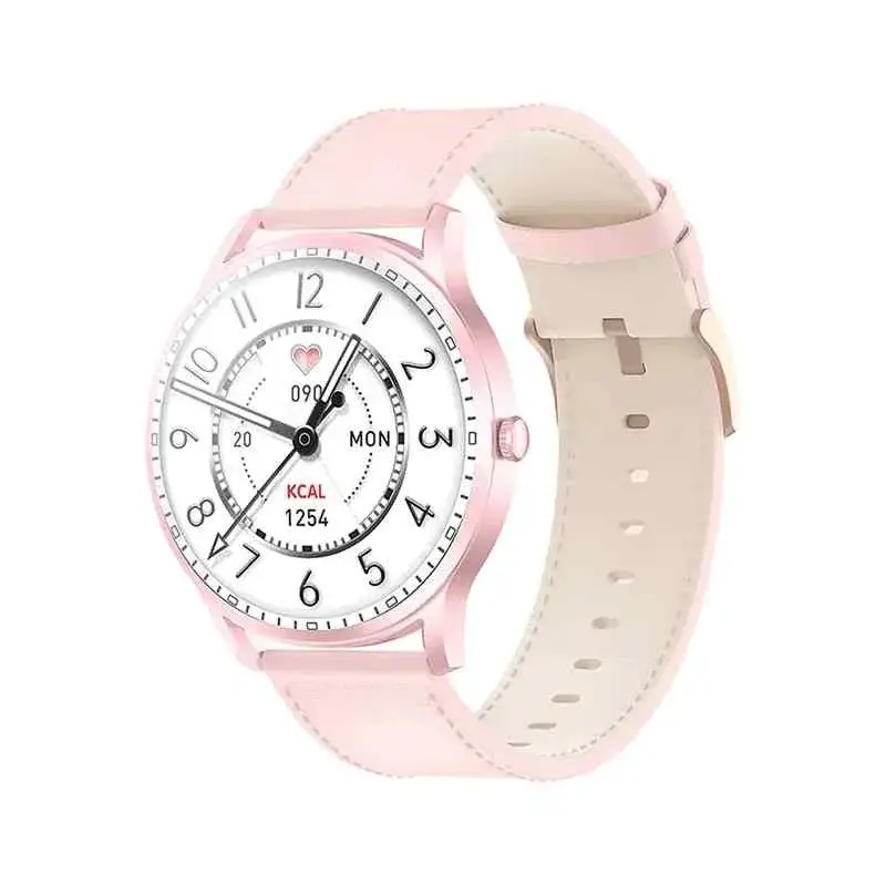 Kieslect Smart Calling Watch Lora Pink Leather strap