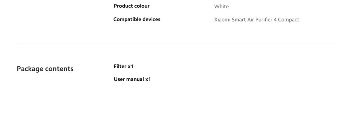 Xiaomi Smart Air Purifier 4 Compact Filter