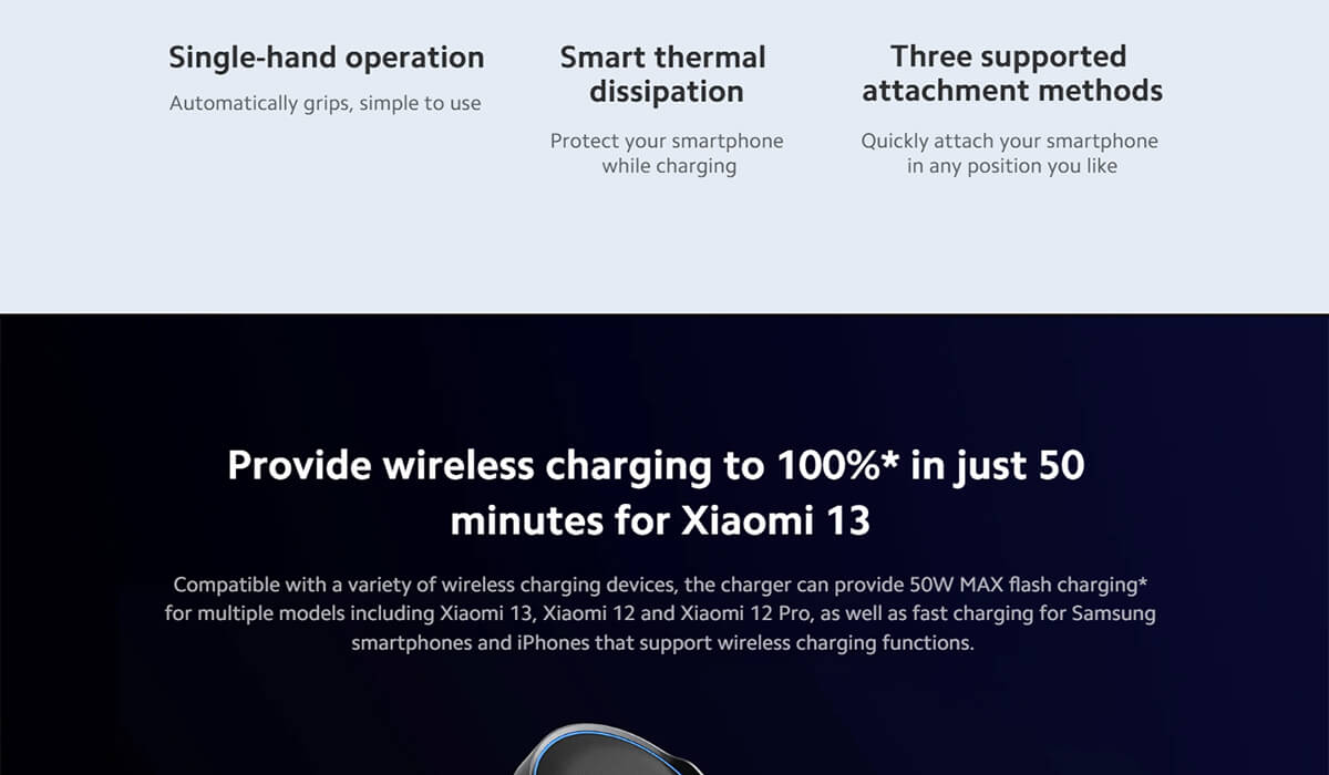 Xiaomi 50W Wireless Car Charger
