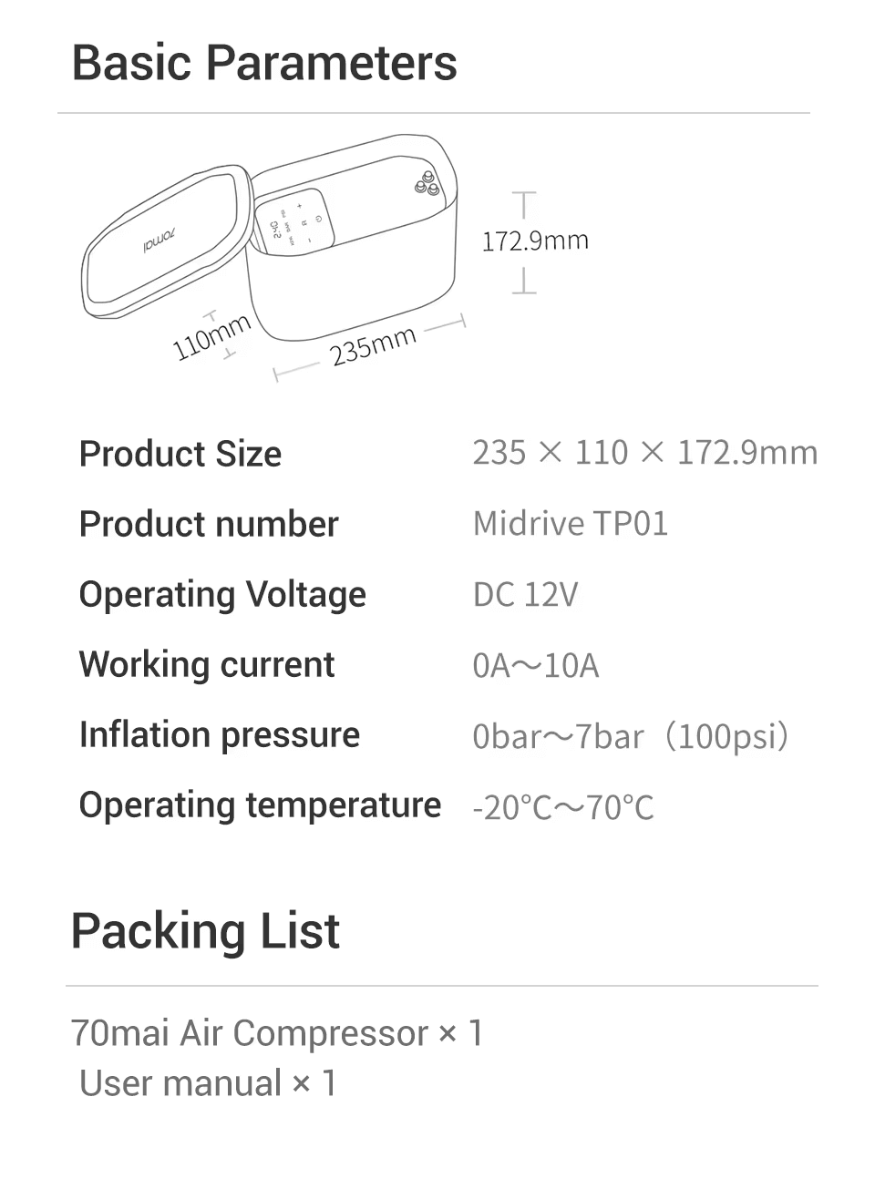 70mai Air Compressor TP01
