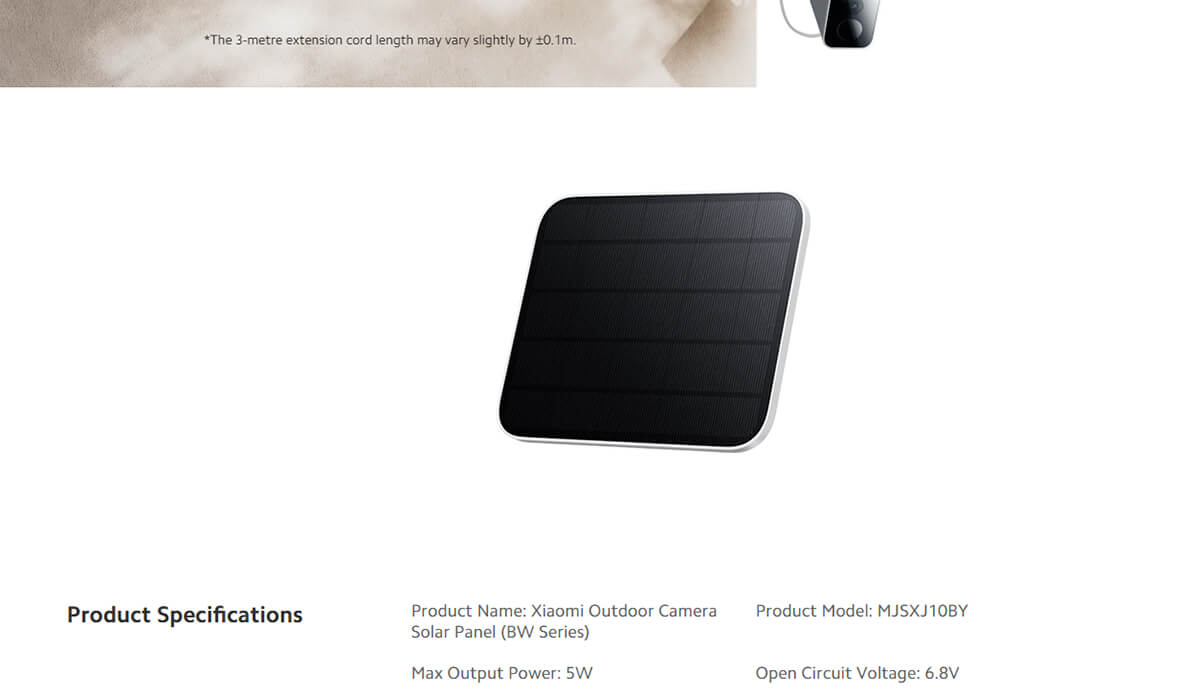 Xiaomi Outdoor Camera Solar Panel (BW Series)
