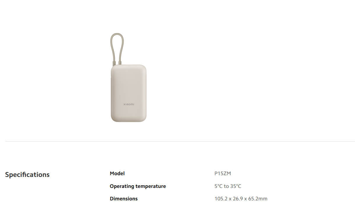 Xiaomi Power Bank 10000mAh (Integrated Cable)