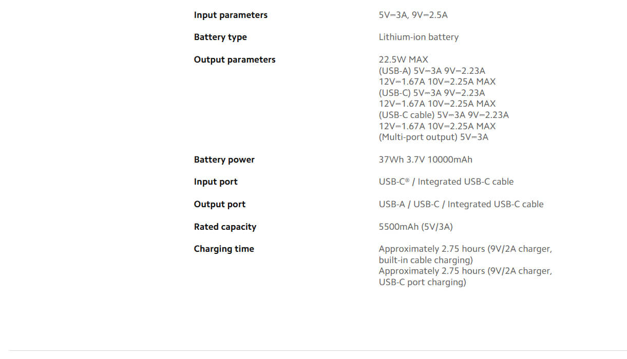 Xiaomi Power Bank 10000mAh (Integrated Cable)
