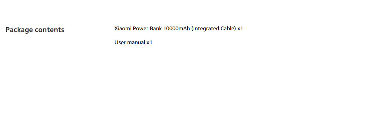 Xiaomi Power Bank 10000mAh (Integrated Cable)