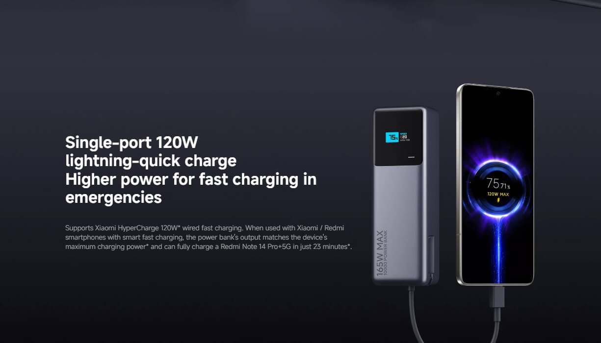 Xiaomi 165W Power Bank 10000 (Integrated Cable) Xiaomi 165W Power Bank 10000 (Integrated Cable)