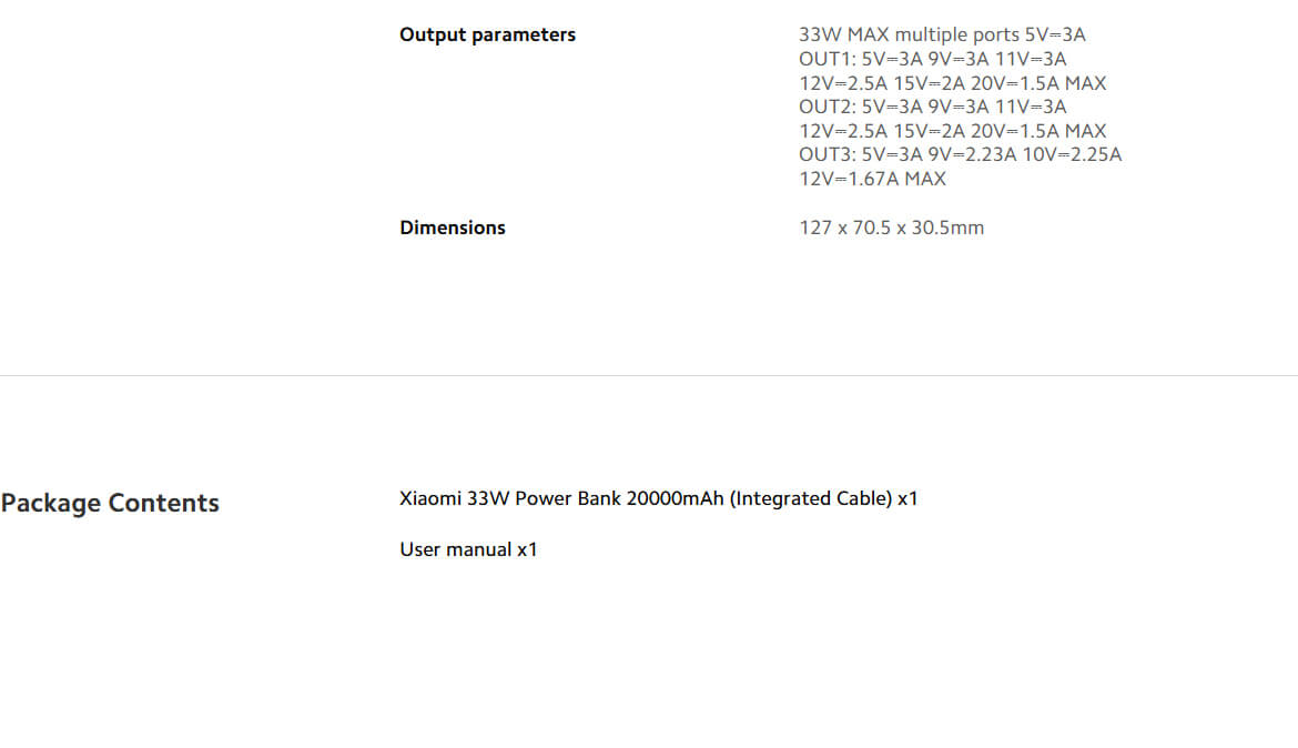 Xiaomi 33W Power Bank 20000mAh (Integrated Cable)