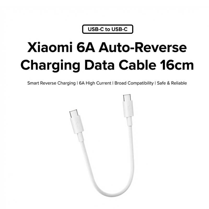 Xiaomi Mi 6A Auto Reverse Charging Cable White 