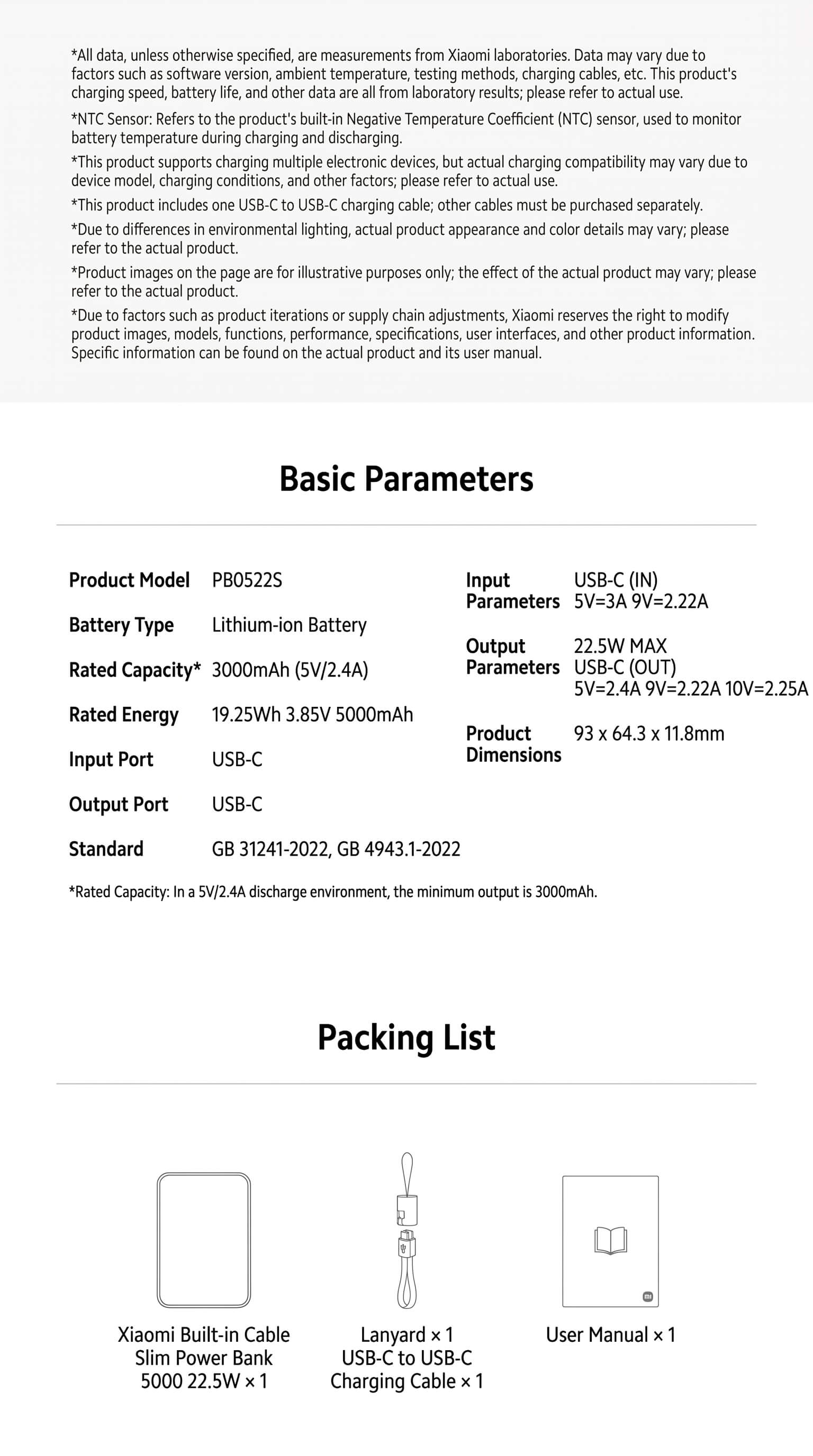 Xiaomi 5000mAh 22.5W Ultra-thin Power Bank