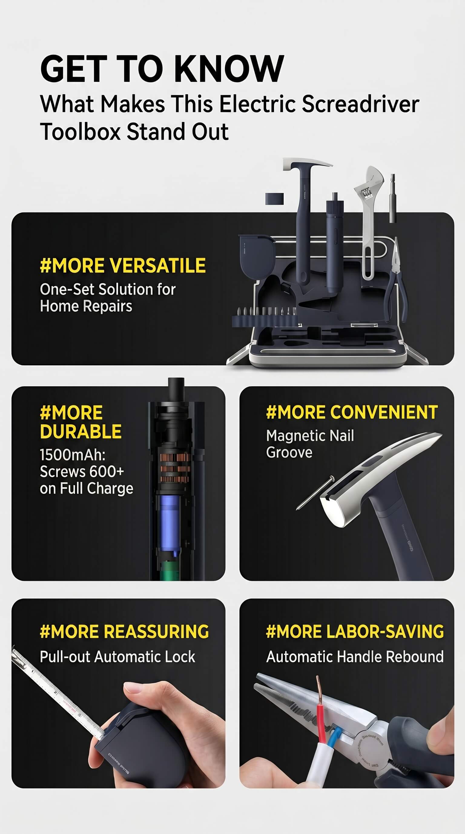HOTO Little Monkey Tool Box Household Electric Screwdriver Set