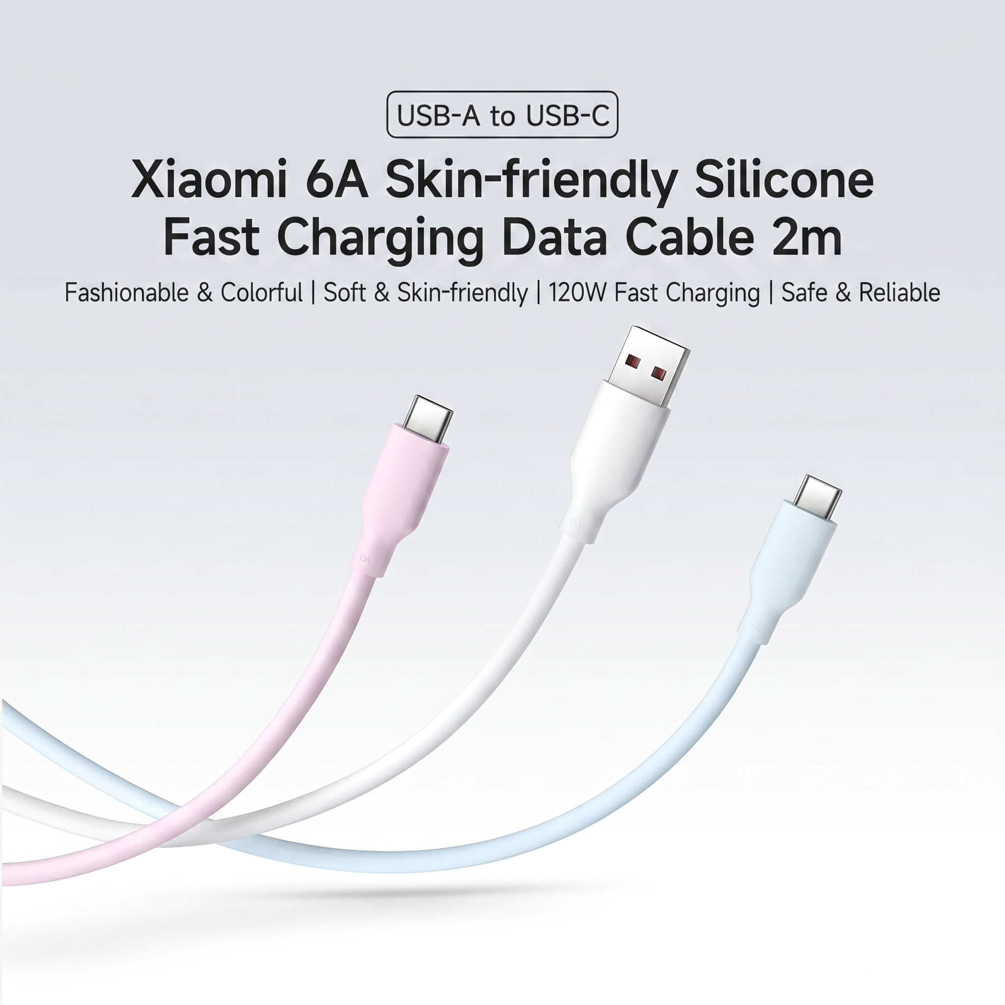 Xiaomi 6A Skin-Friendly Silicone Fast Charging Data Cable 2m (AC)