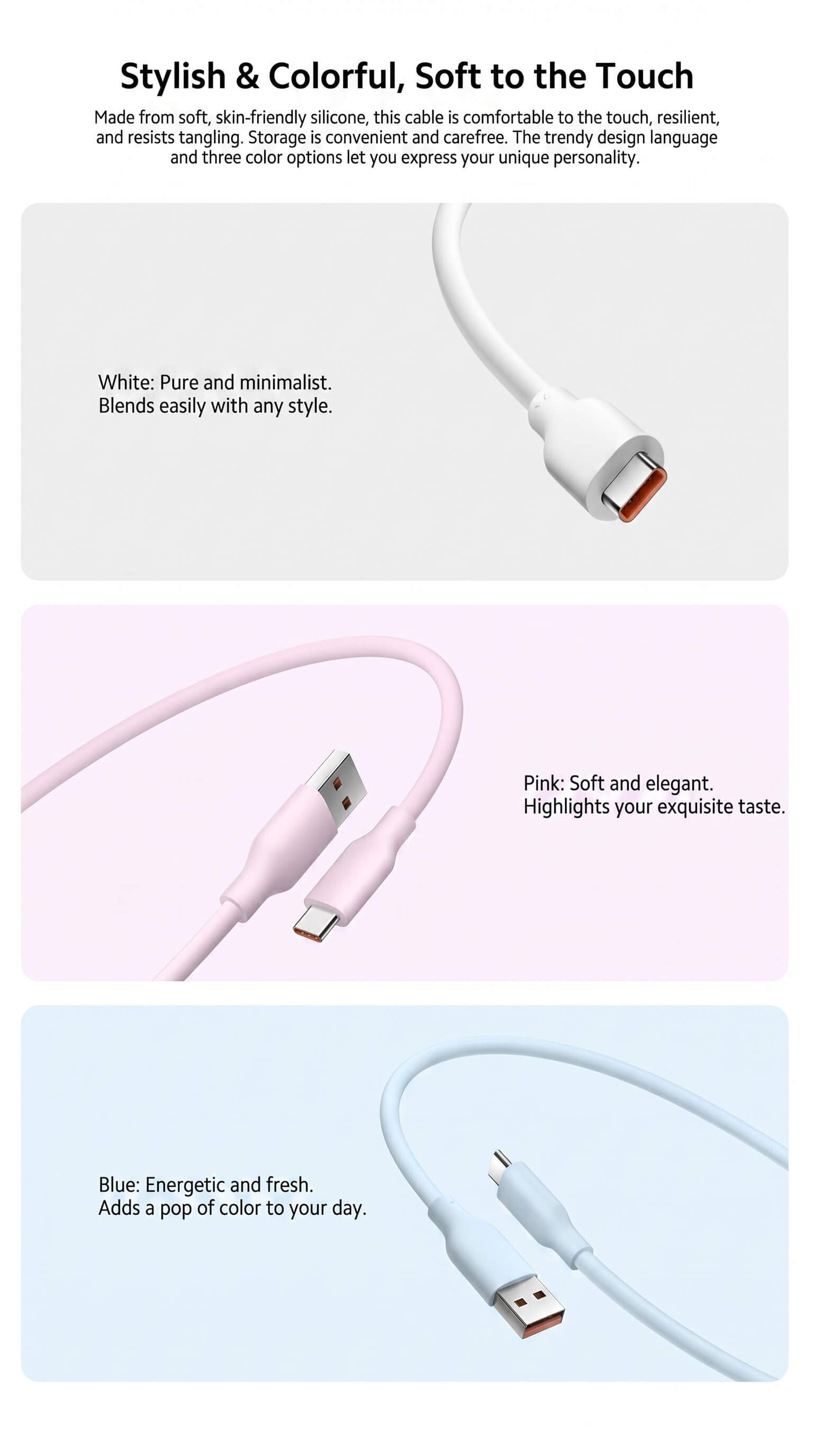 Xiaomi 6A Skin-Friendly Silicone Fast Charging Data Cable 2m (AC)