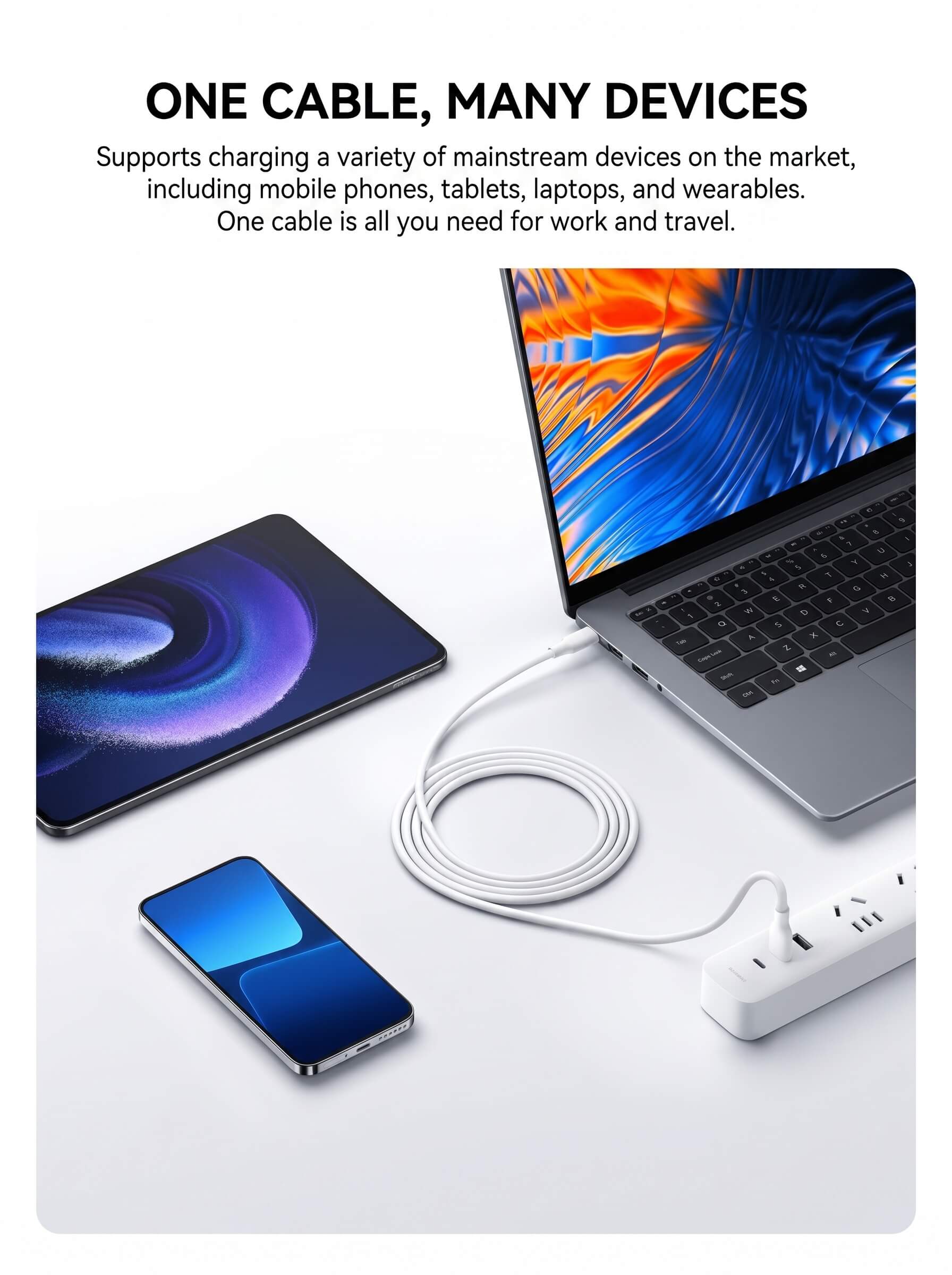 Xiaomi 6A Skin-Friendly Silicone Fast Charging Data Cable 2m (AC)