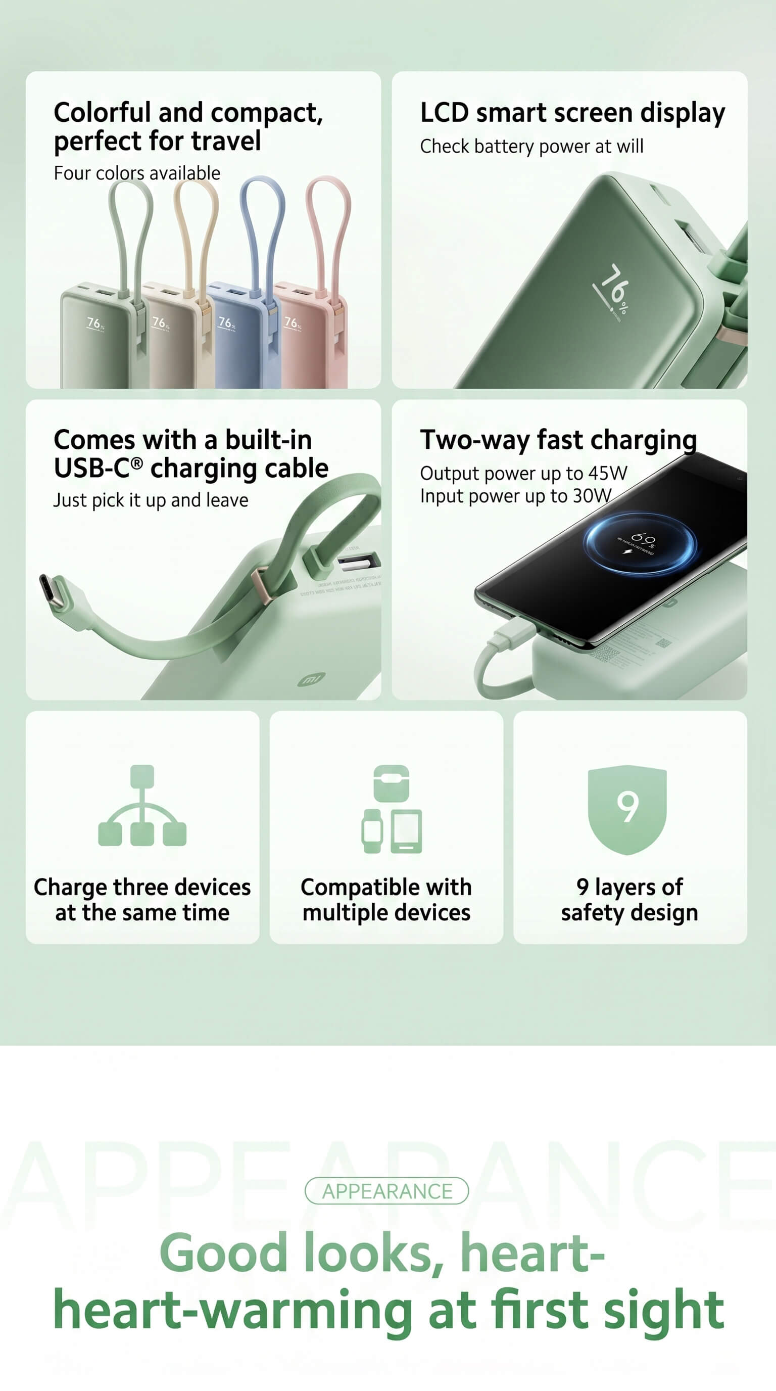 Xiaomi built-in screen display power bank 10000 45W