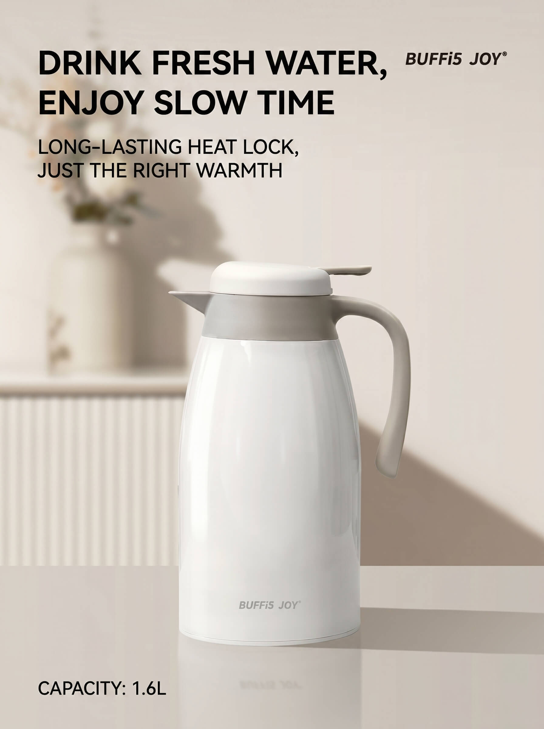 BUFFi5 JOY Thermos Flask with Glass Inner Liner