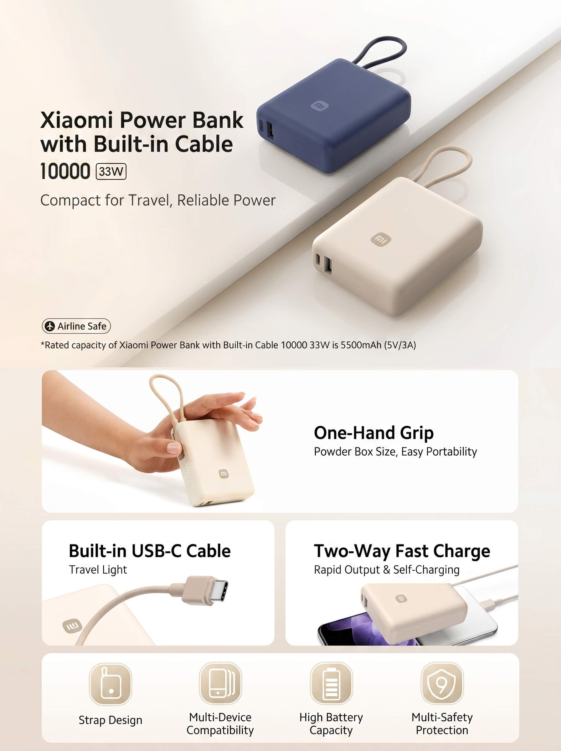 Xiaomi 33W Power Bank 10000 (Integrated Cable)