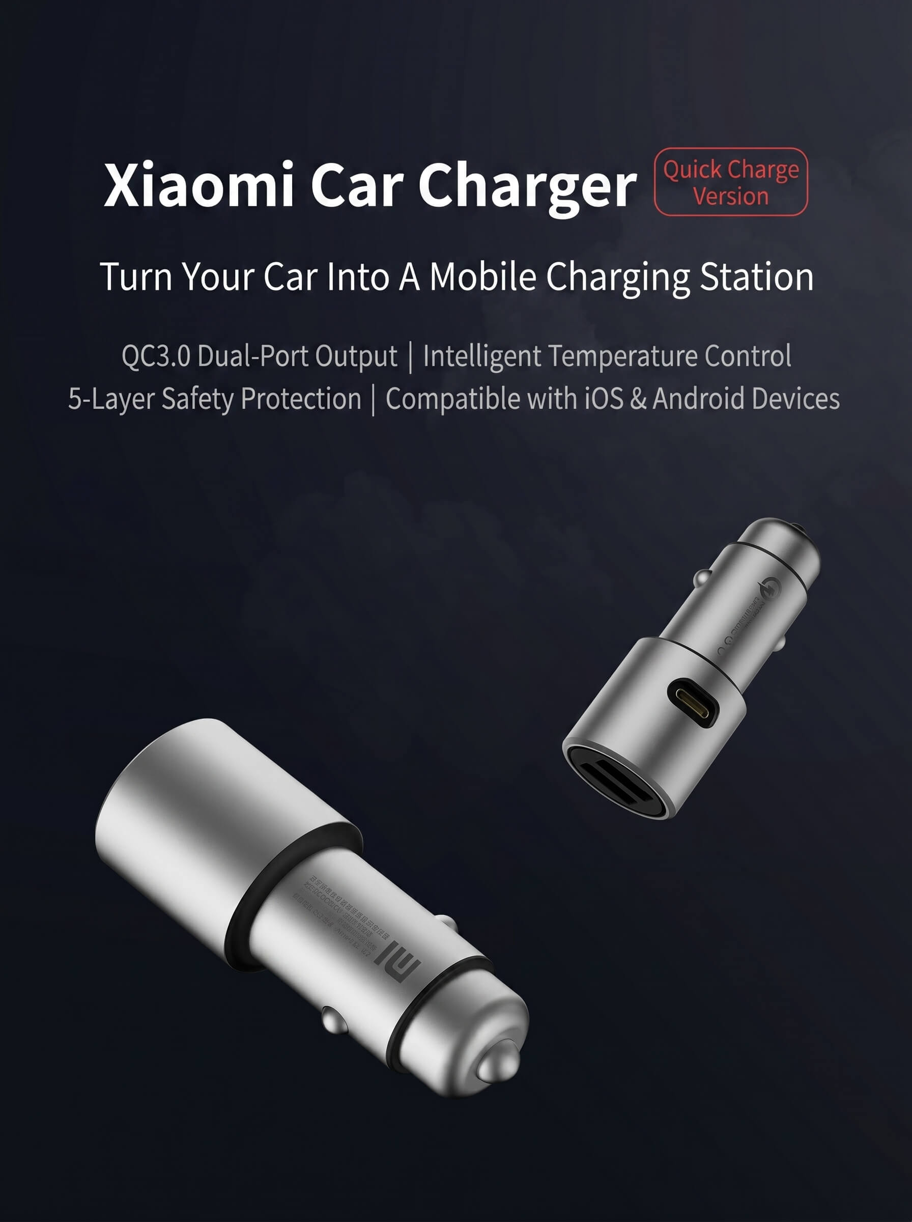 Multi-Function Charger dual usb smart 2 interface car cigarette lighter