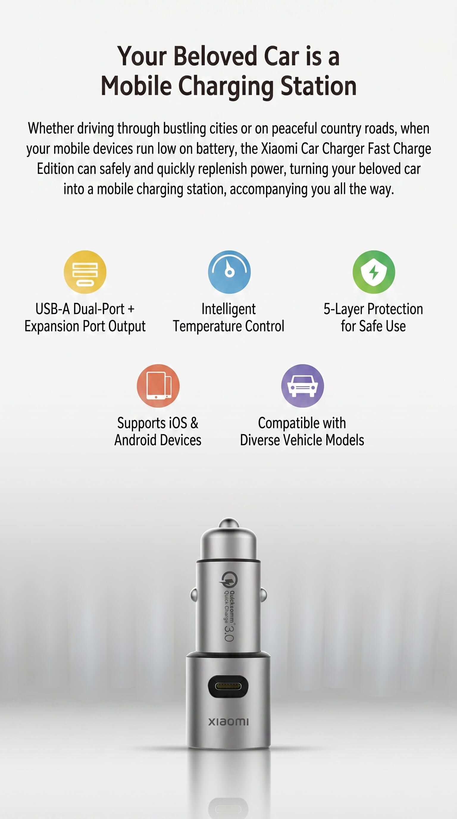 Multi-Function Charger dual usb smart 2 interface car cigarette lighter