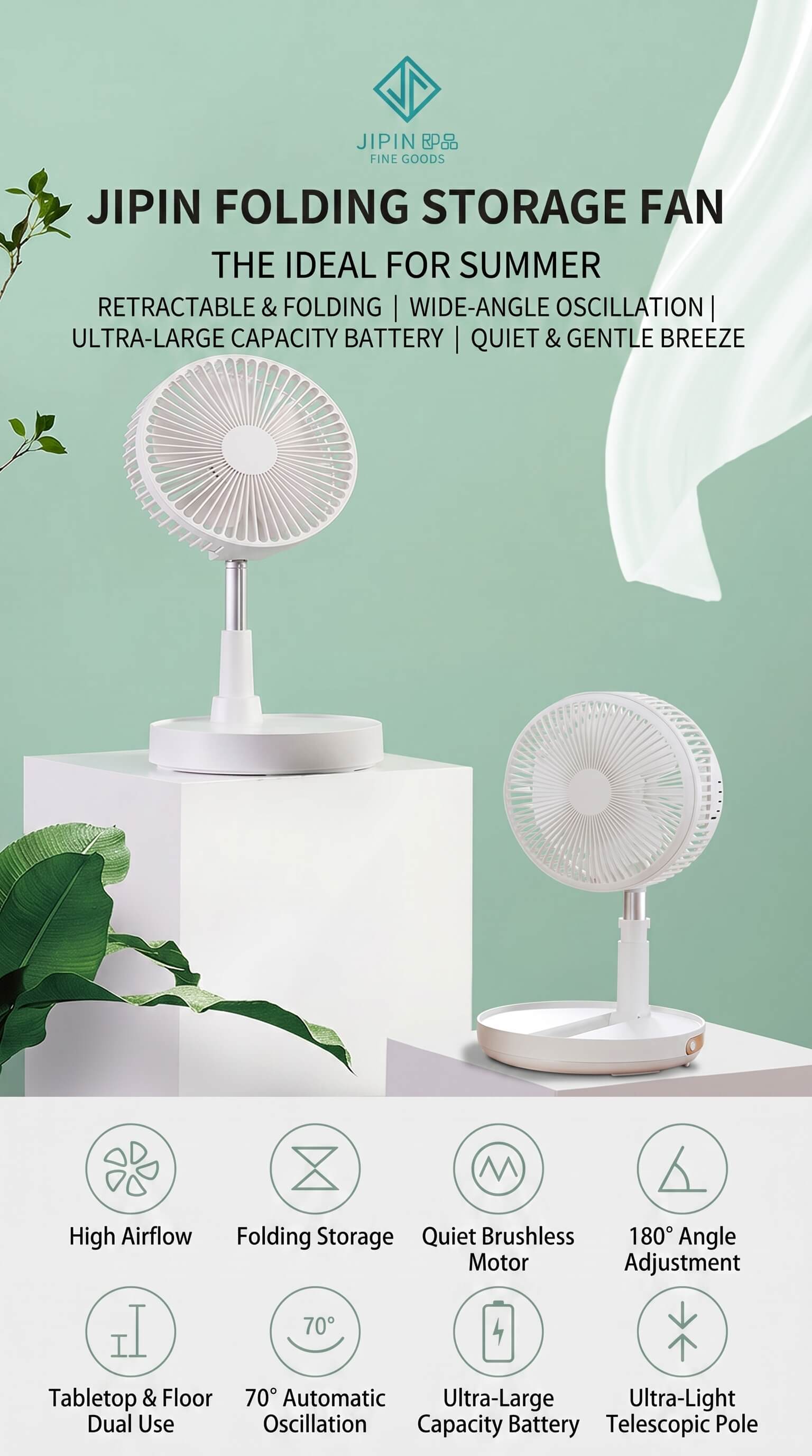 instant folding storage fan