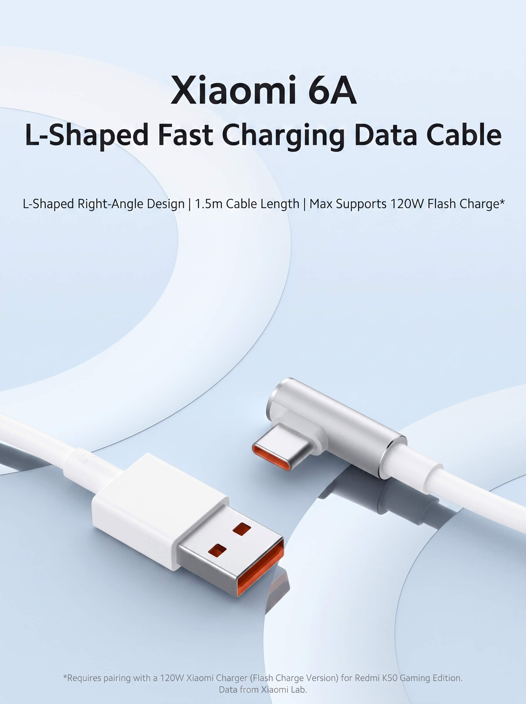 Xiaomi 6A L Shaped Type-C fast charging data cable