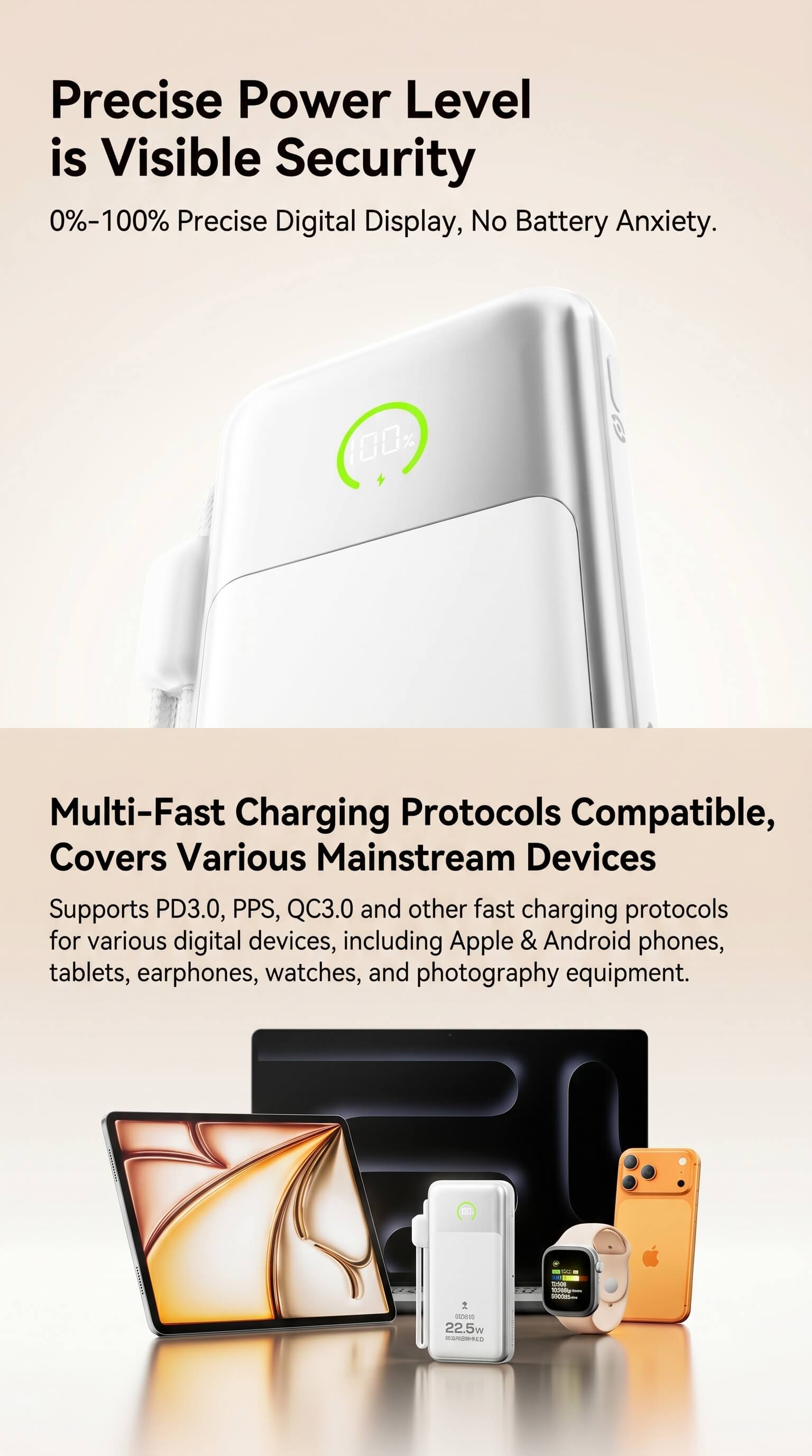 Speed-Up Power Bank with Built-in Cable 10000mAh 22.5W