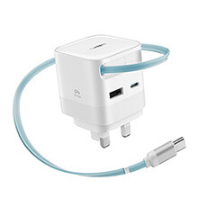 CUKTECH 65W GaN Charger with Built-in Telescopic USB-C Cable