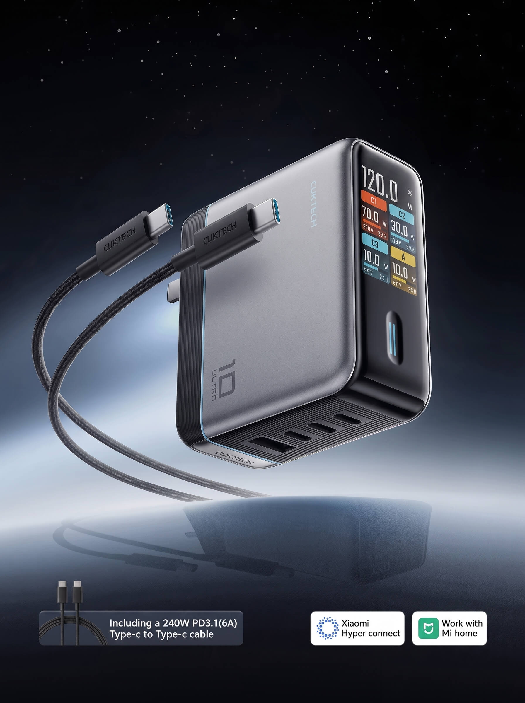 CUKTECH Ultra Screen Display GaN Charger