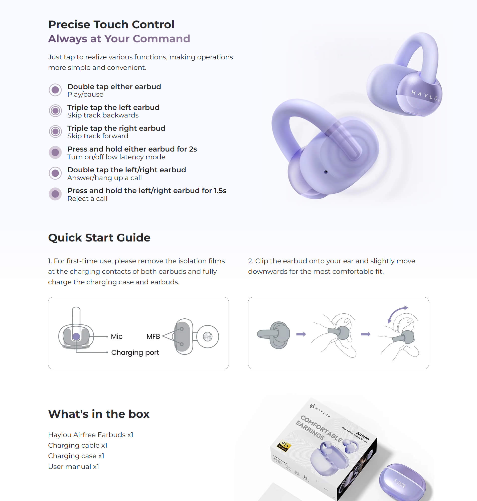 HAYLOU Airfree CLIP ON earbuds