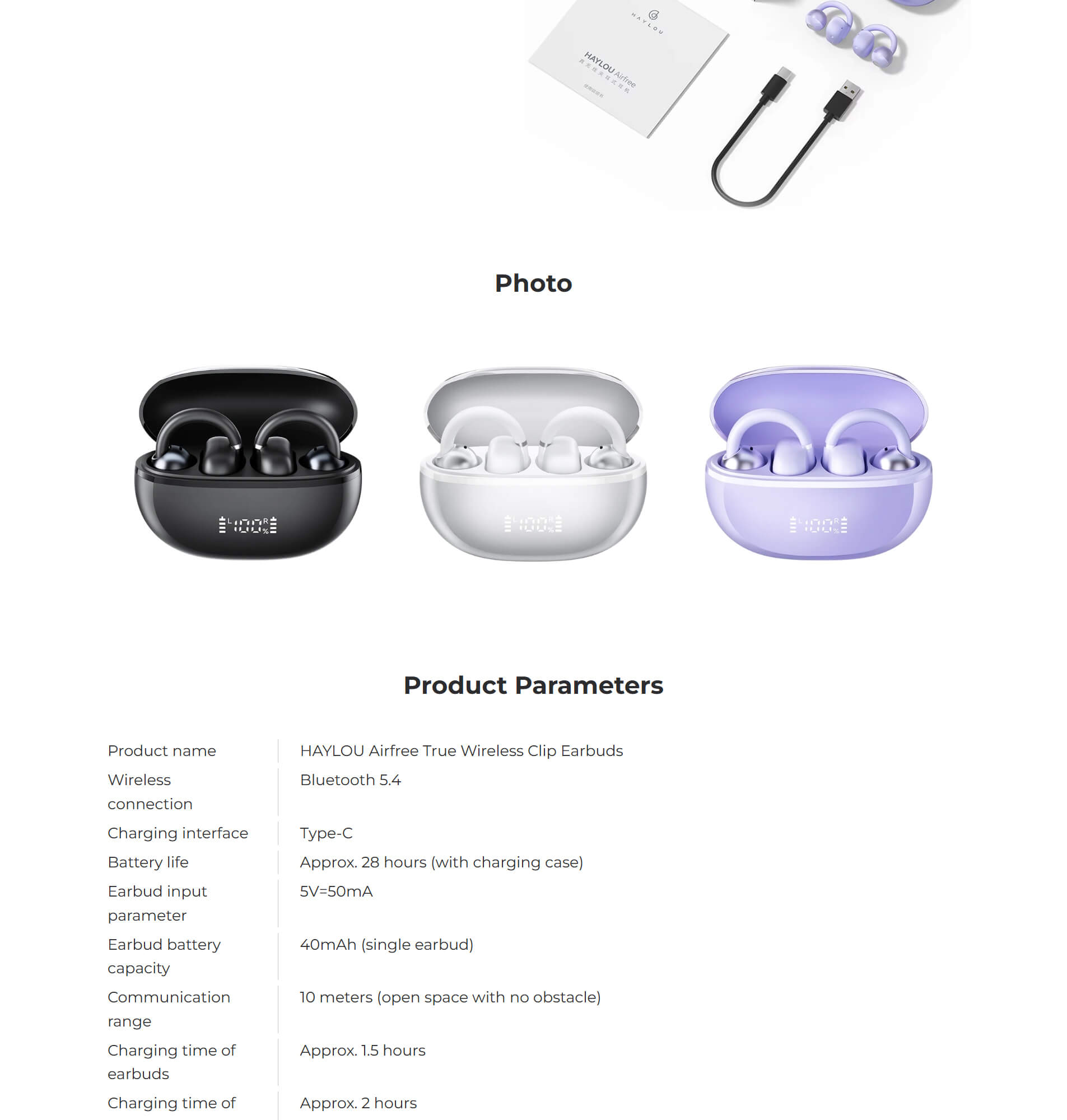 HAYLOU Airfree CLIP ON earbuds