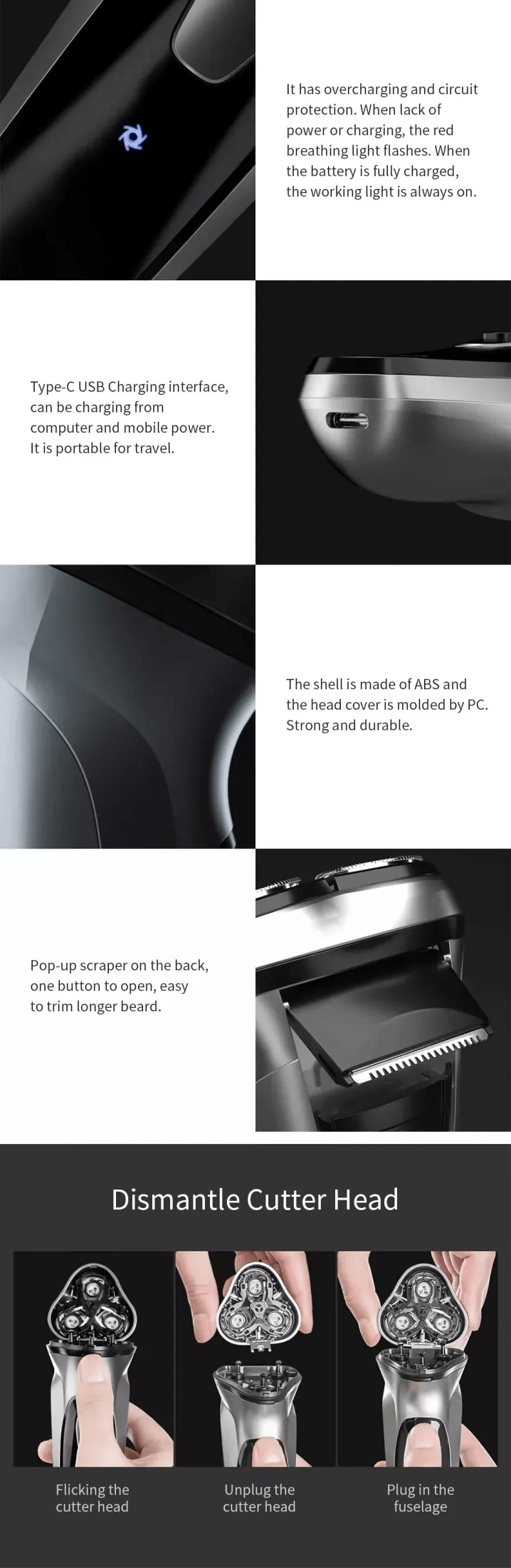 ENCHEN Blackstone-C 3D Rotary Electric Shaver with Pop-Up Trimmer