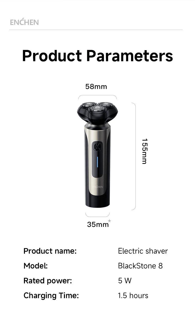 ENCHEN Blackstone 8 3D Rotary Electric Shaver with Pop-Up Trimmer
