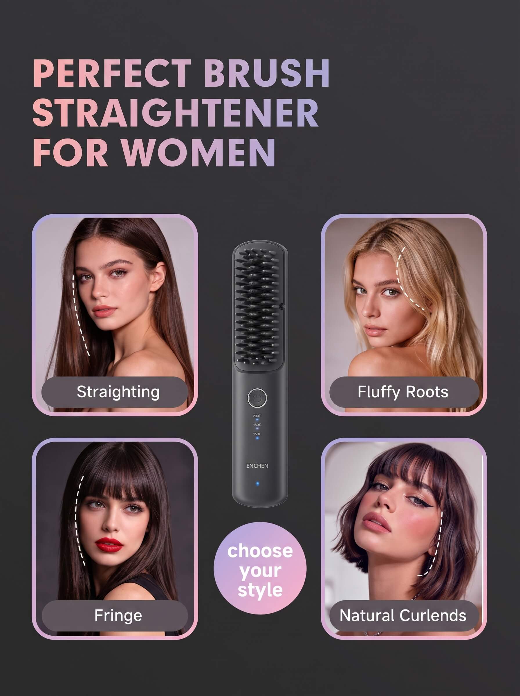 ENCHEN H6 Cordless Hair Straightener Comb 2-in-1