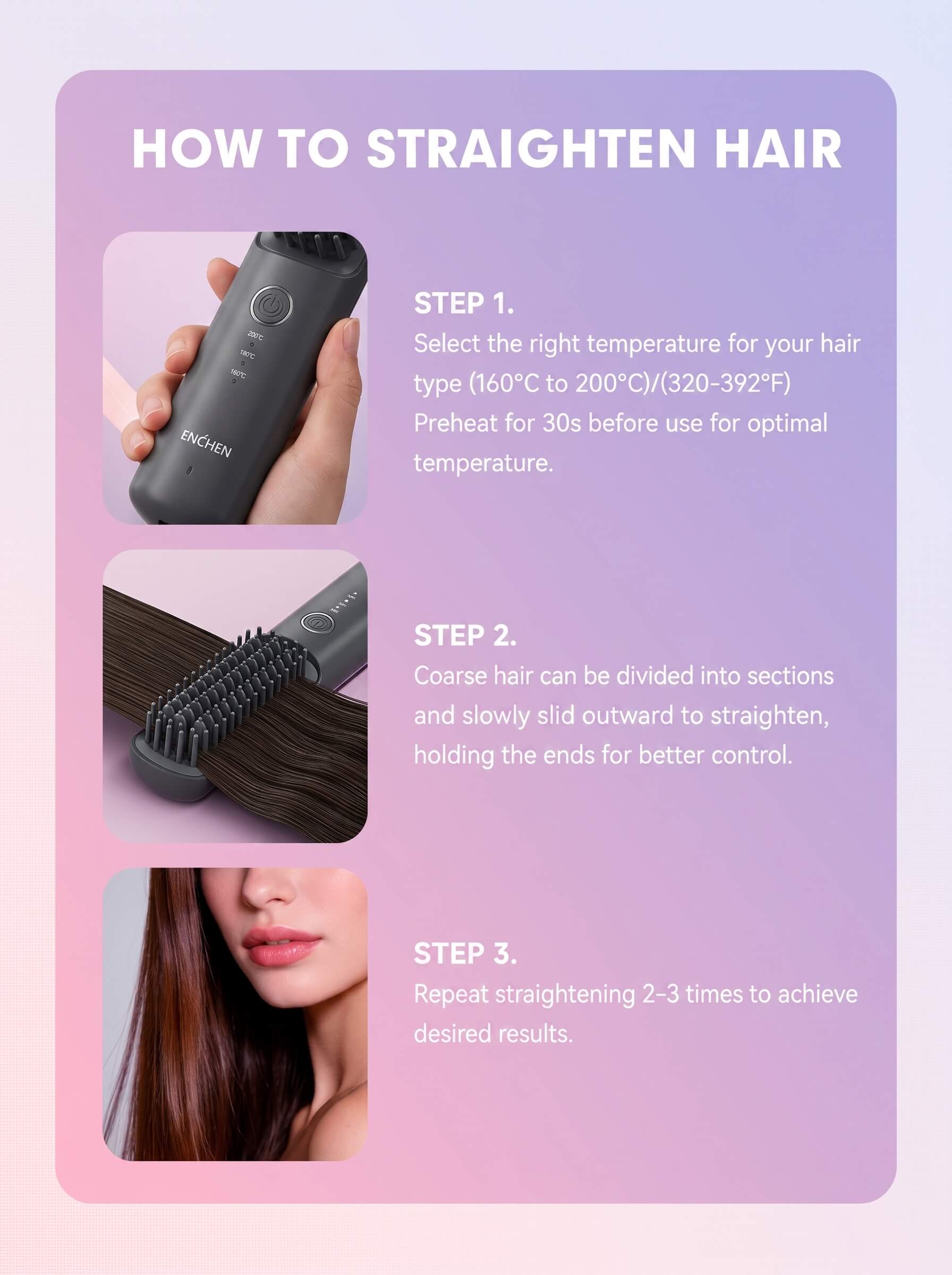 ENCHEN H6 Cordless Hair Straightener Comb 2-in-1