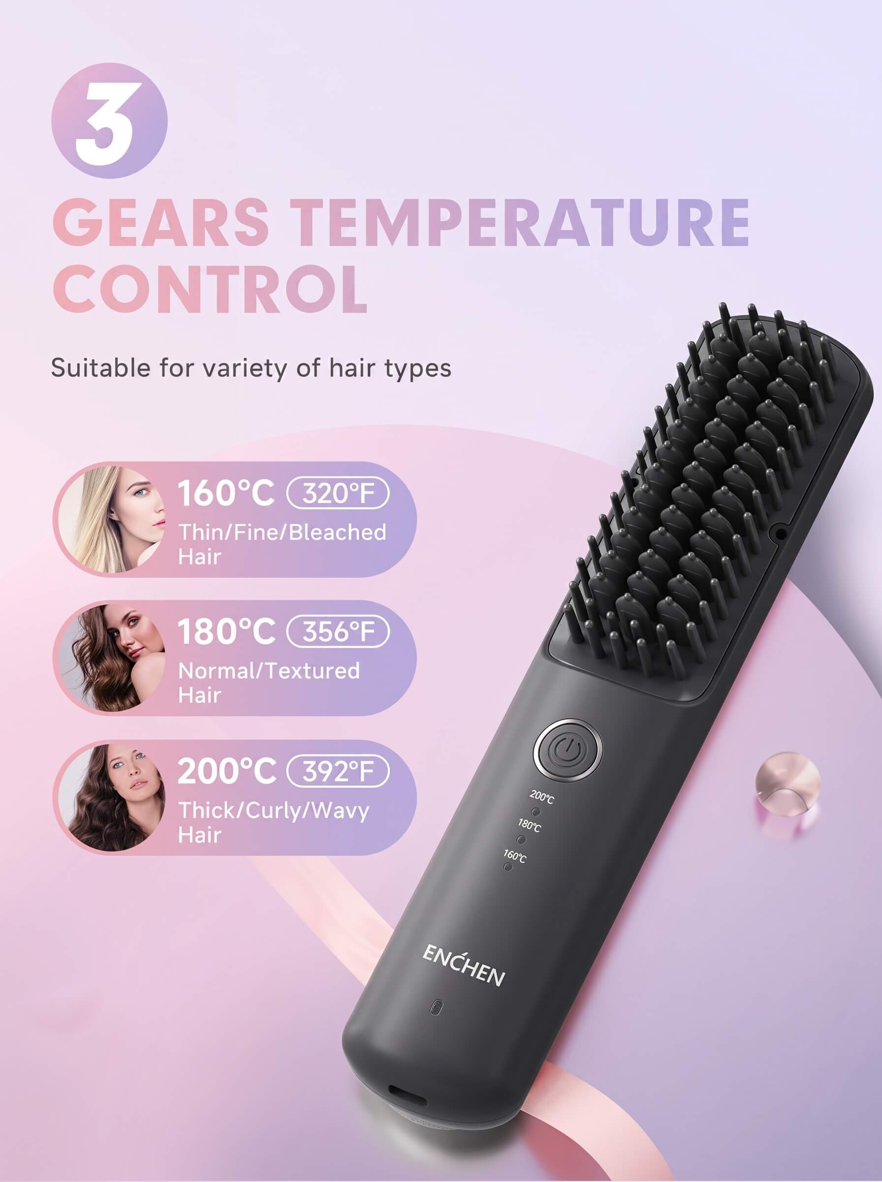 ENCHEN H6 Cordless Hair Straightener Comb 2-in-1