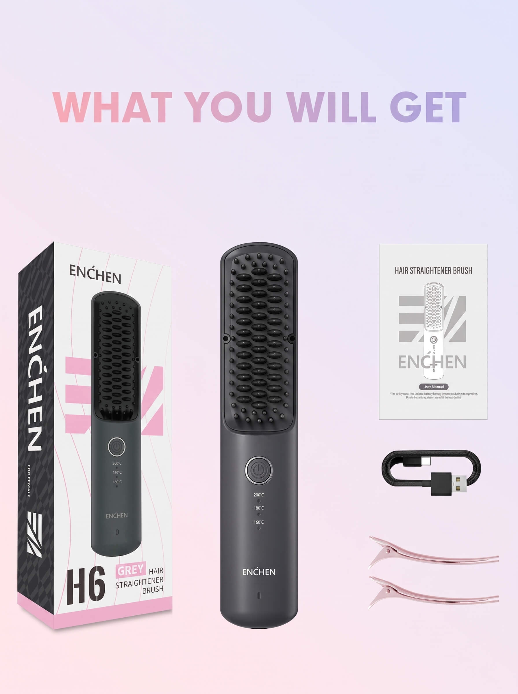 ENCHEN H6 Cordless Hair Straightener Comb 2-in-1