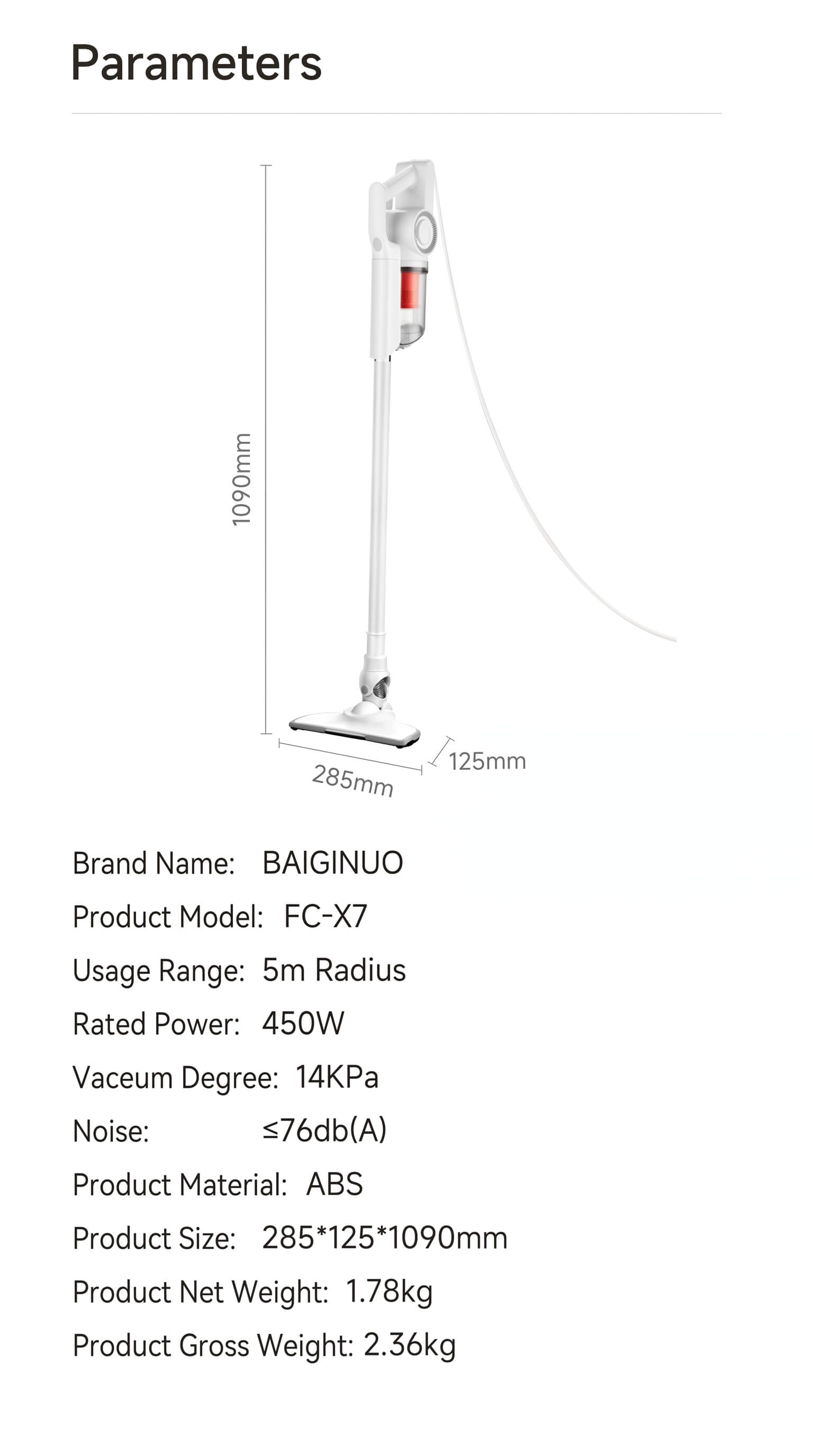 Baijinuo Standard Edition Corded Vacuum Cleaner