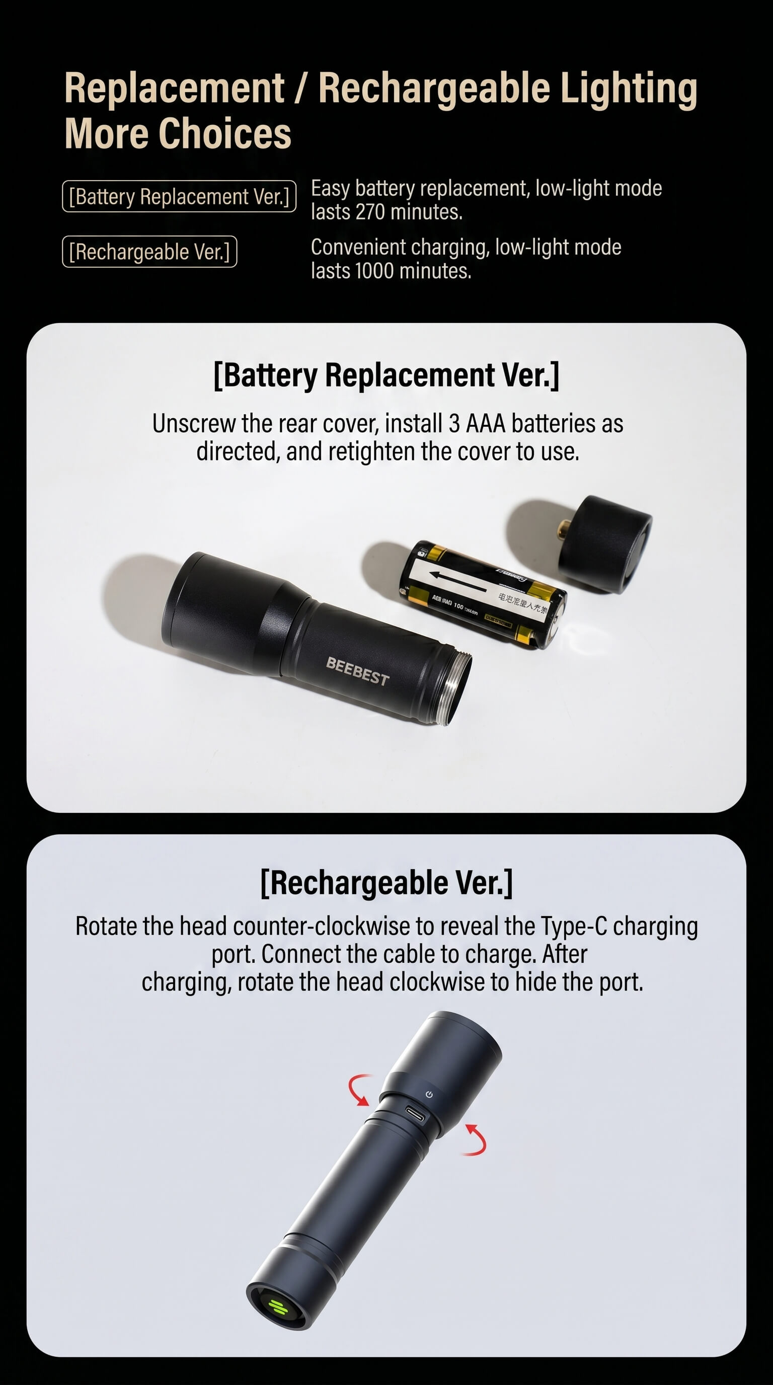 Polar Bee Rechargeable Mini Flashlight