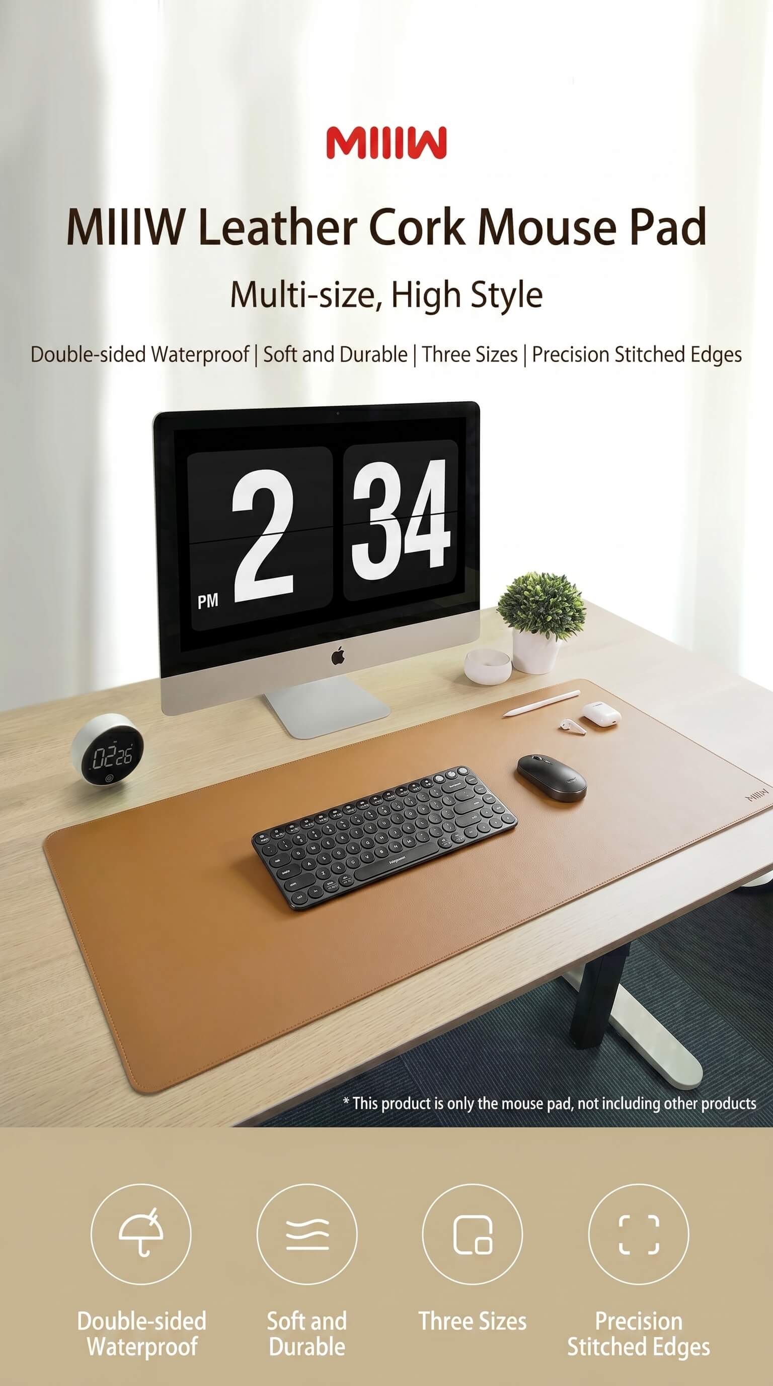 Miwu Solid Color Leather Texture Mouse Pad