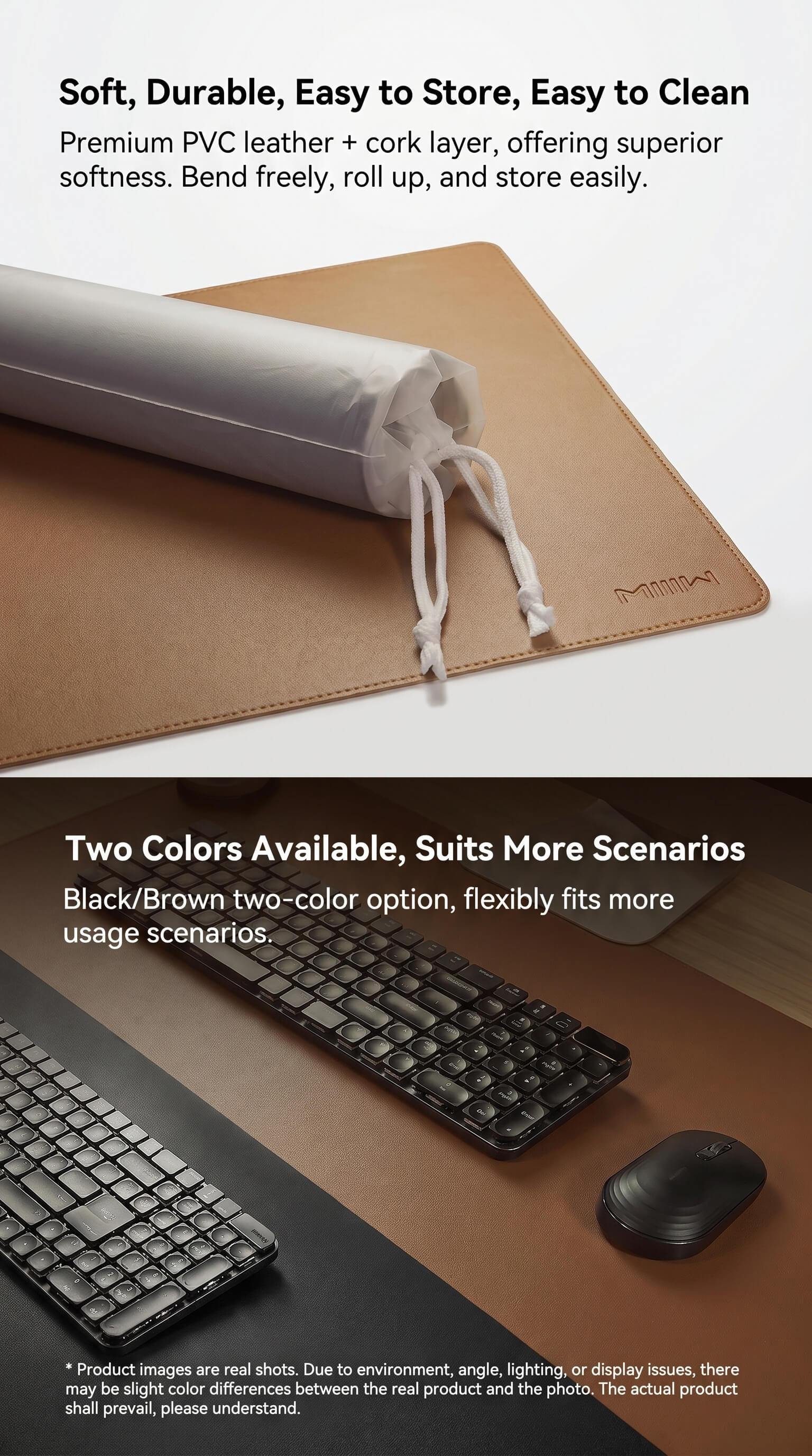 Miwu Solid Color Leather Texture Mouse Pad