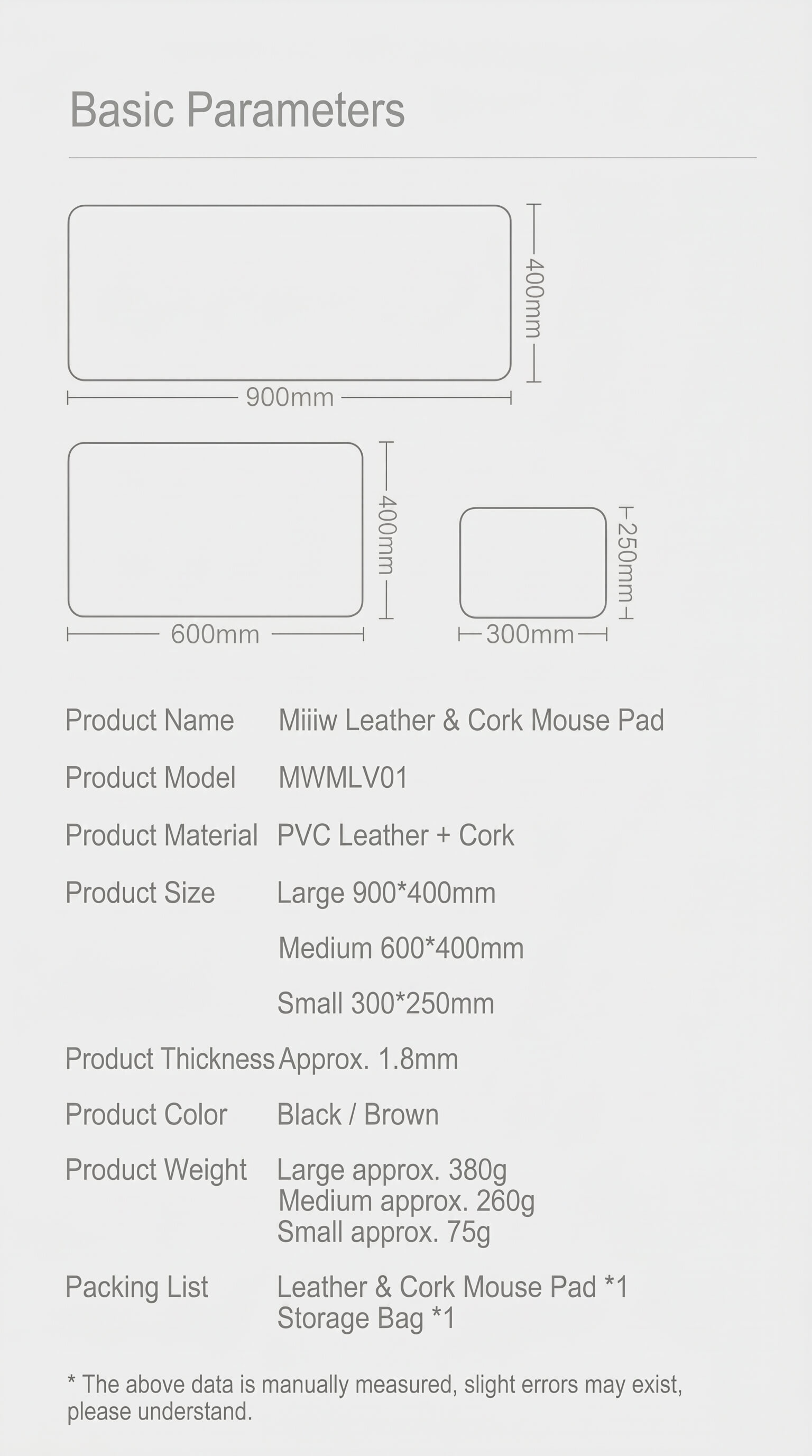 Miwu Solid Color Leather Texture Mouse Pad