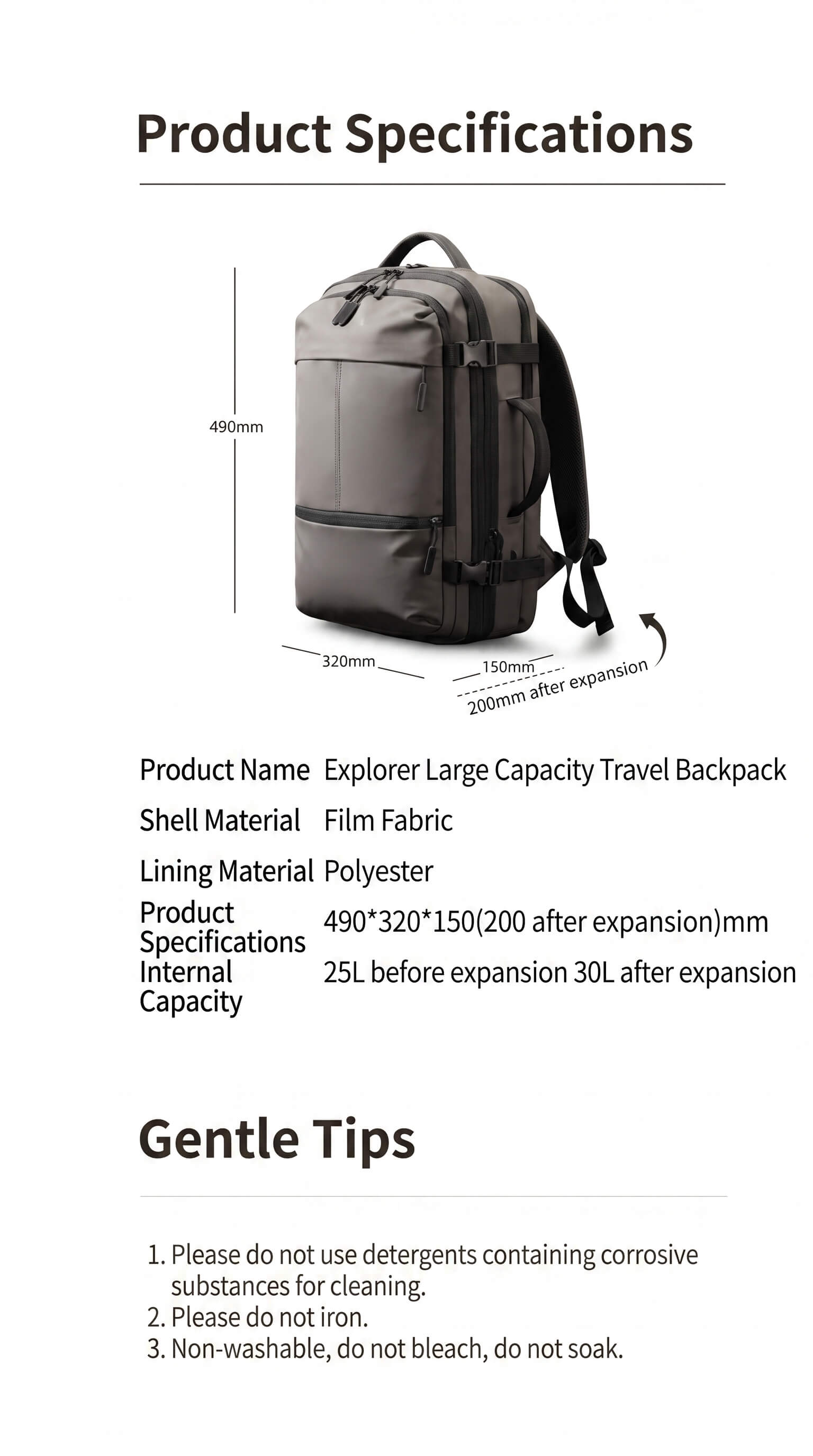 Equinox Large Capacity Travel Backpack
