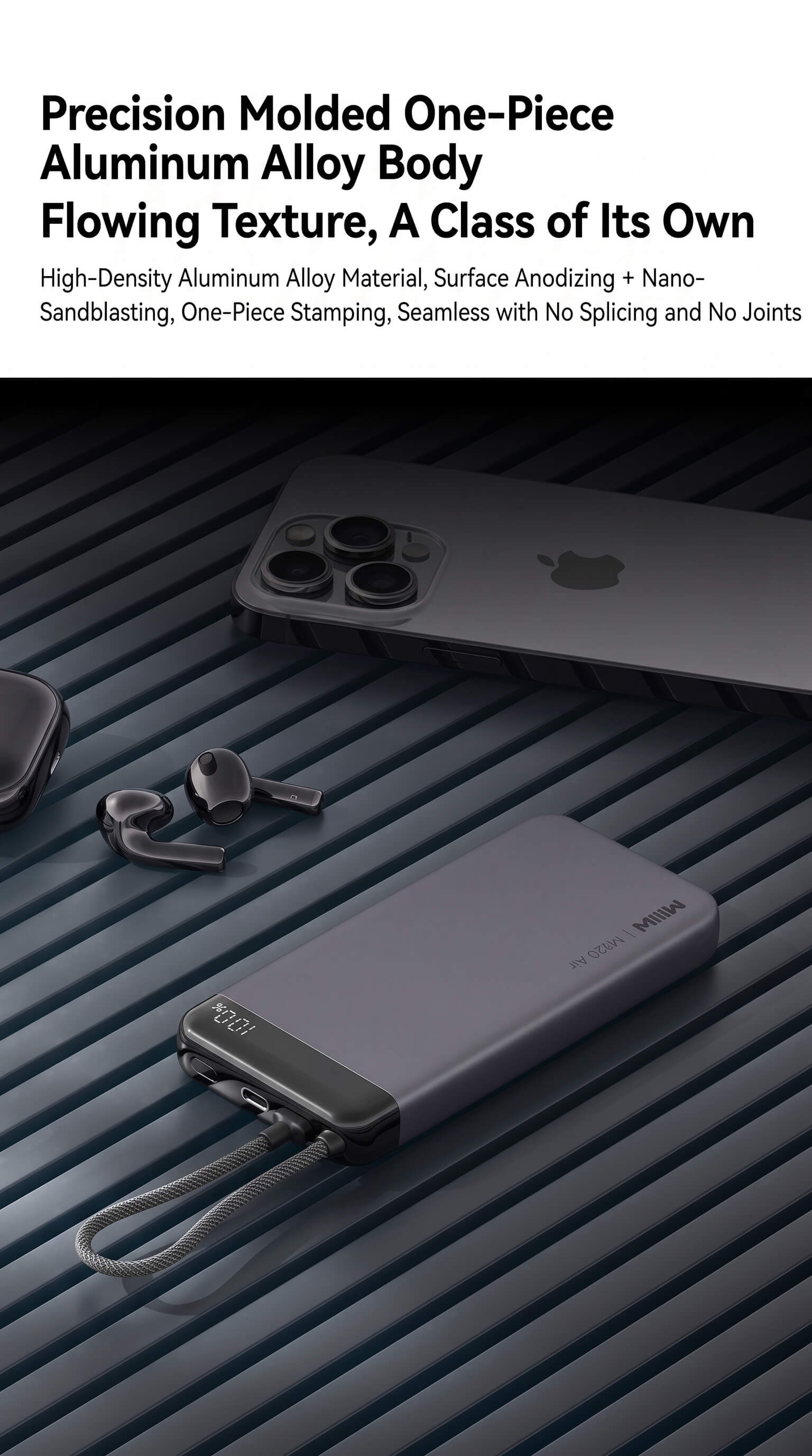 Miwu Ultra-thin Power Bank with Built-in Cable 20000mAh