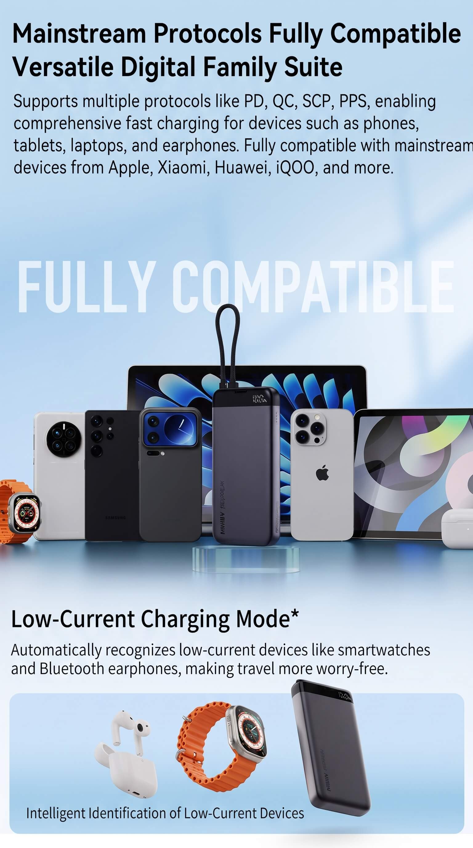 Miwu Ultra-thin Power Bank with Built-in Cable 20000mAh