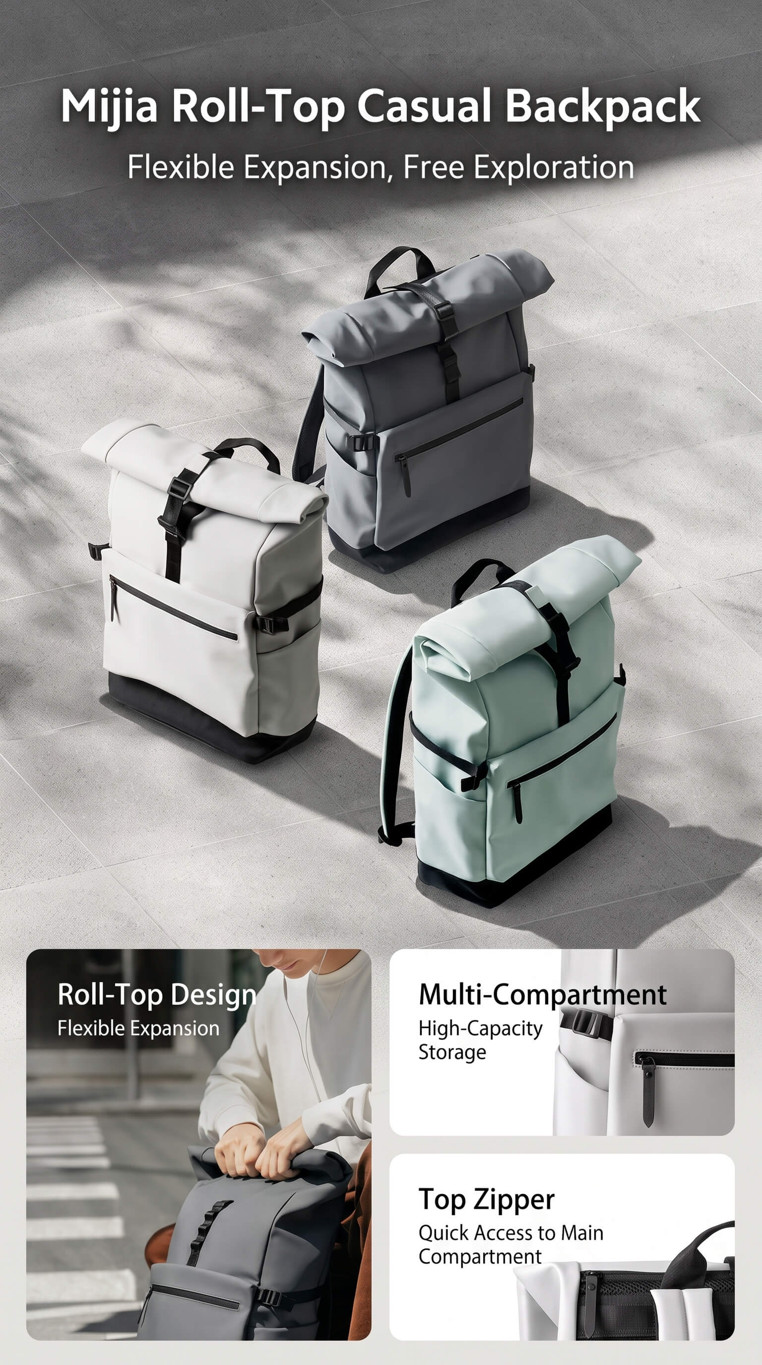 Xiaomi Roll Top Casual Backpack