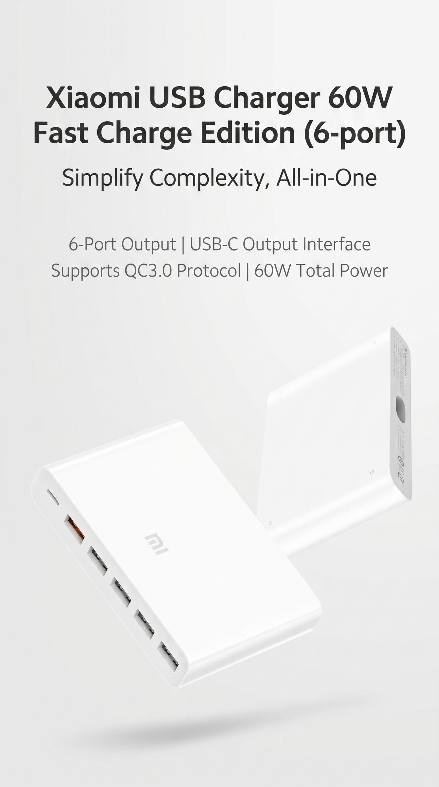 Xiaomi USB Charger 60W Fast Charging Version (6 Ports)