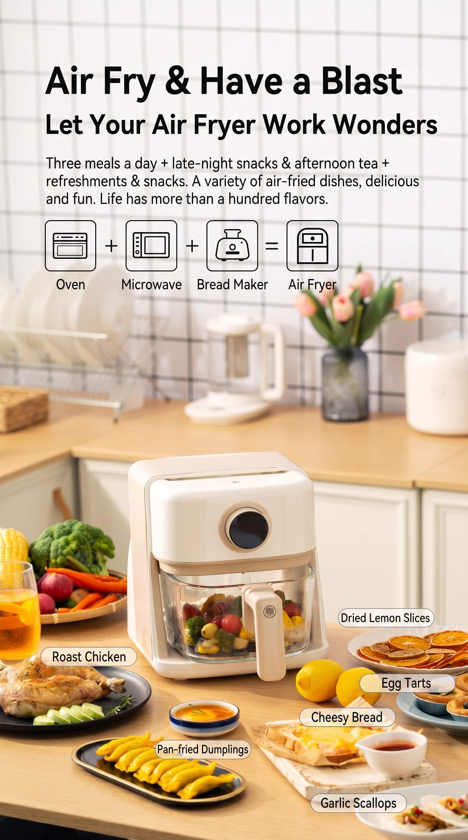 Zhiwu Boiling Visual Air Fryer Transparent Glass