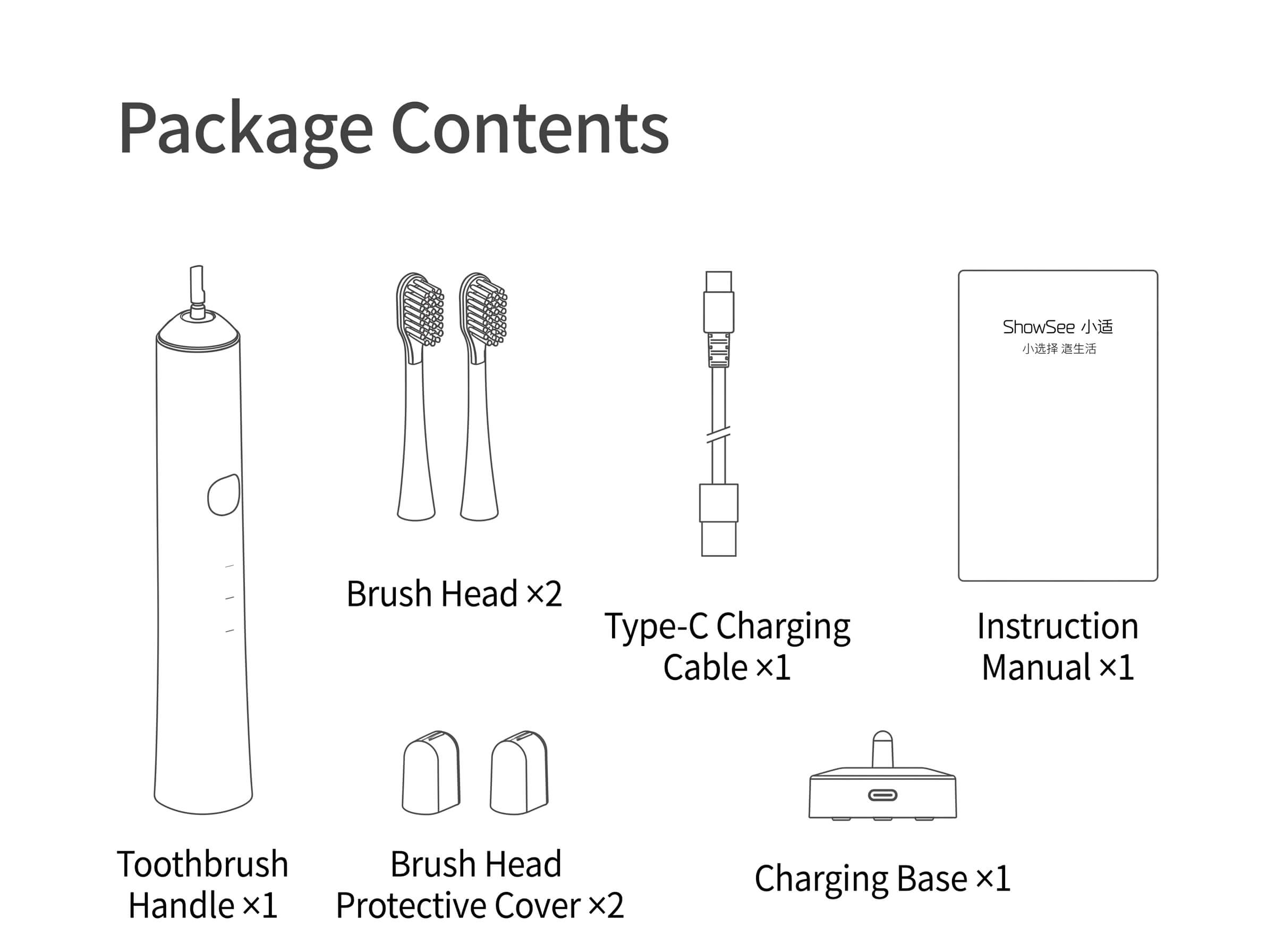 Showsee Small Sound Wave Electric Toothbrush