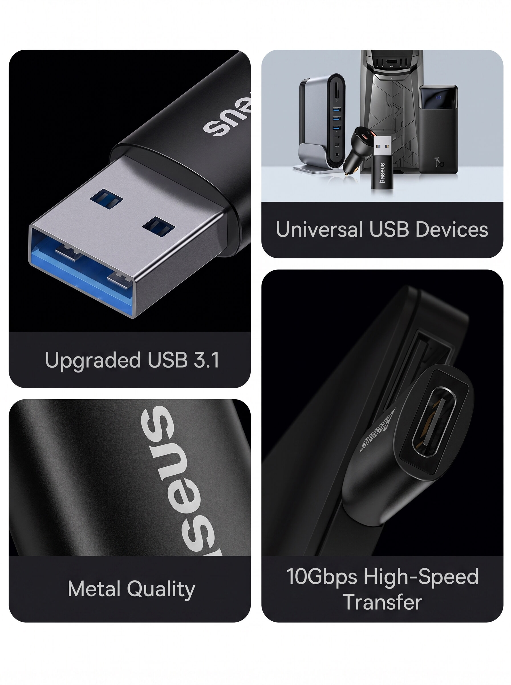 Baseus Ingenuity Series USB-A Male to Type-C Female OTG Mini Adapter USB 3.1